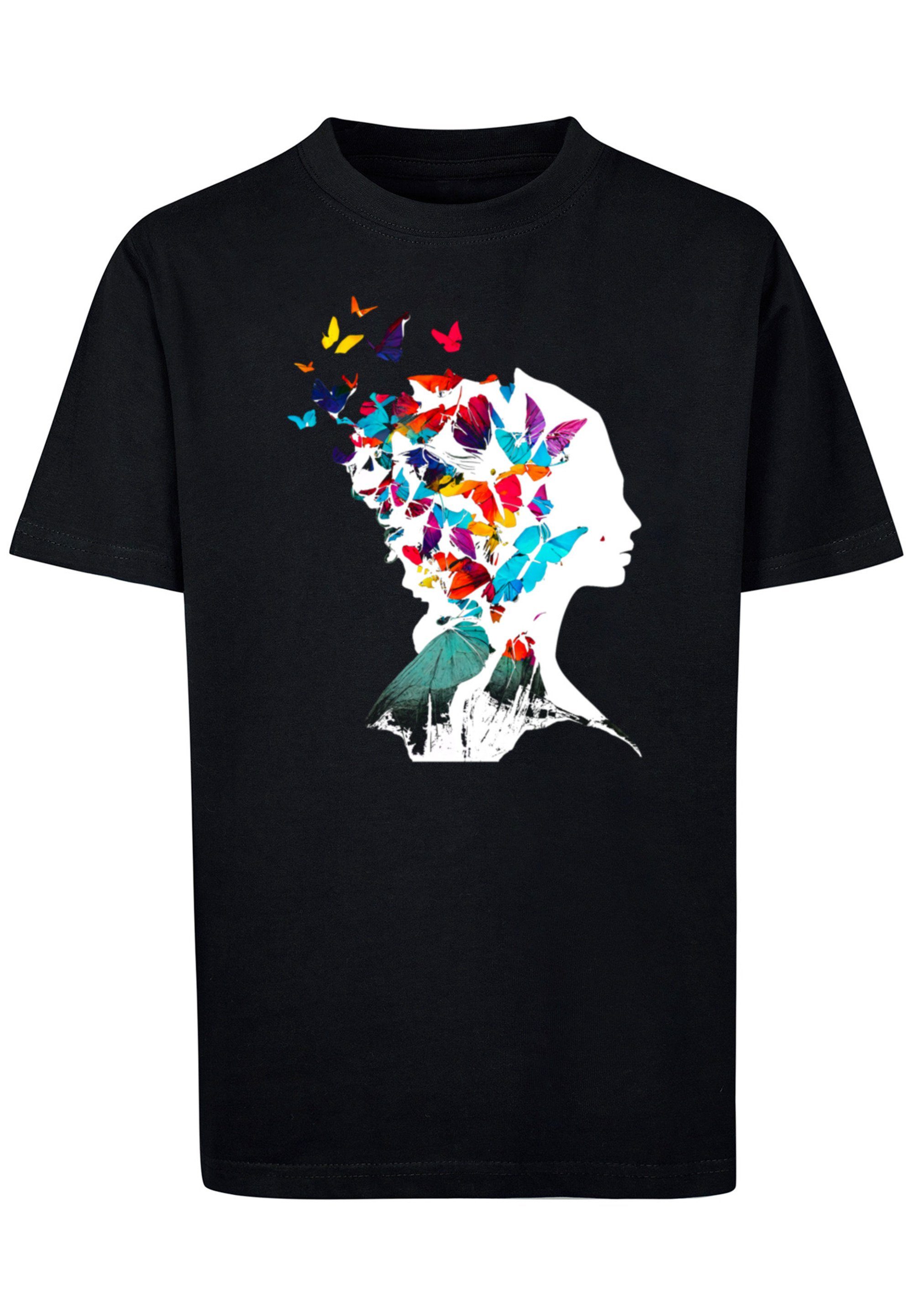 schwarz Silhouette Print F4NT4STIC T-Shirt UNISEX TEE Schmetterling