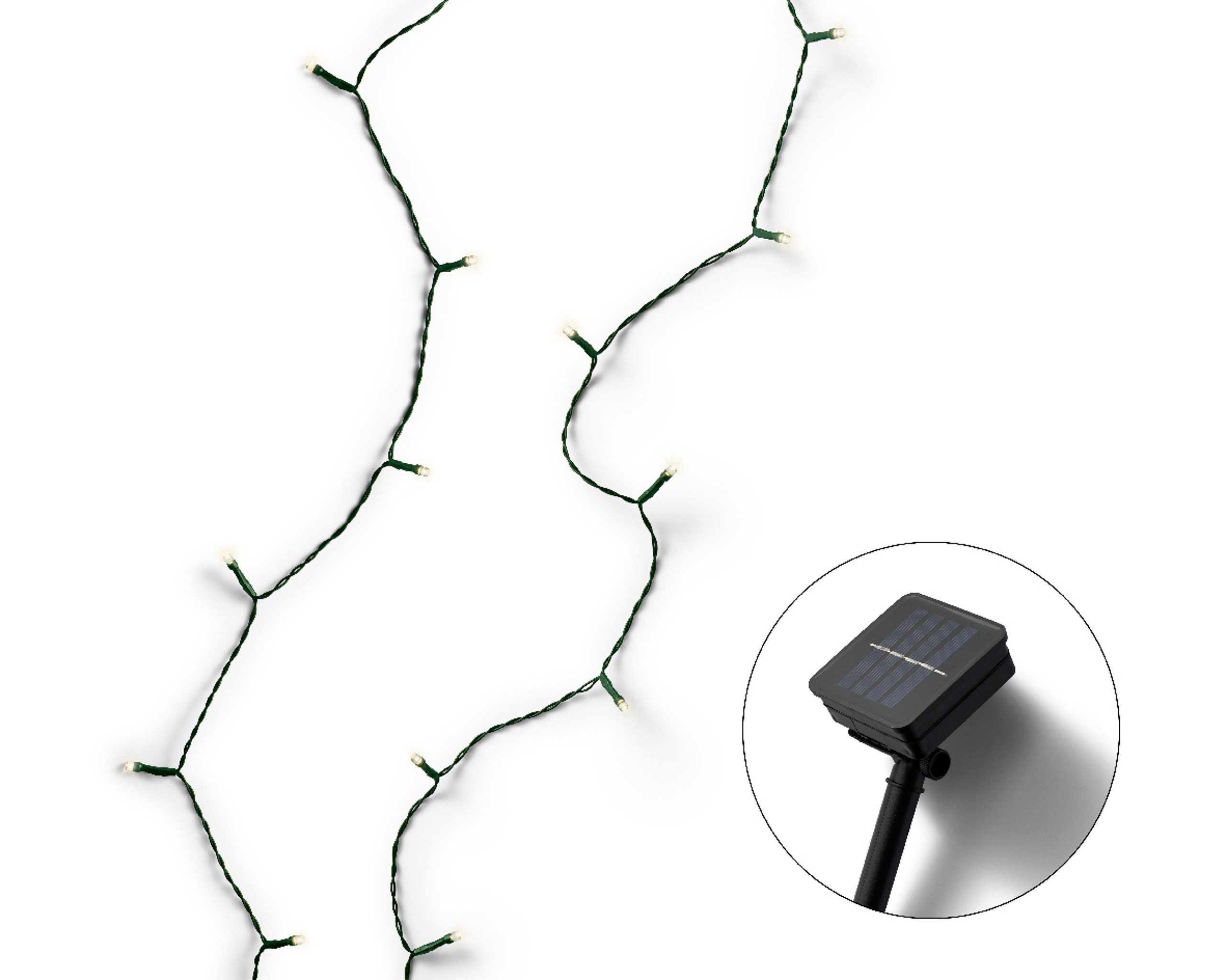 Lumineo LED-Lichterkette, Solar LED Lichterkette 9,9m Kunststoff 100 LEDs Warmweiß / Schwarz
