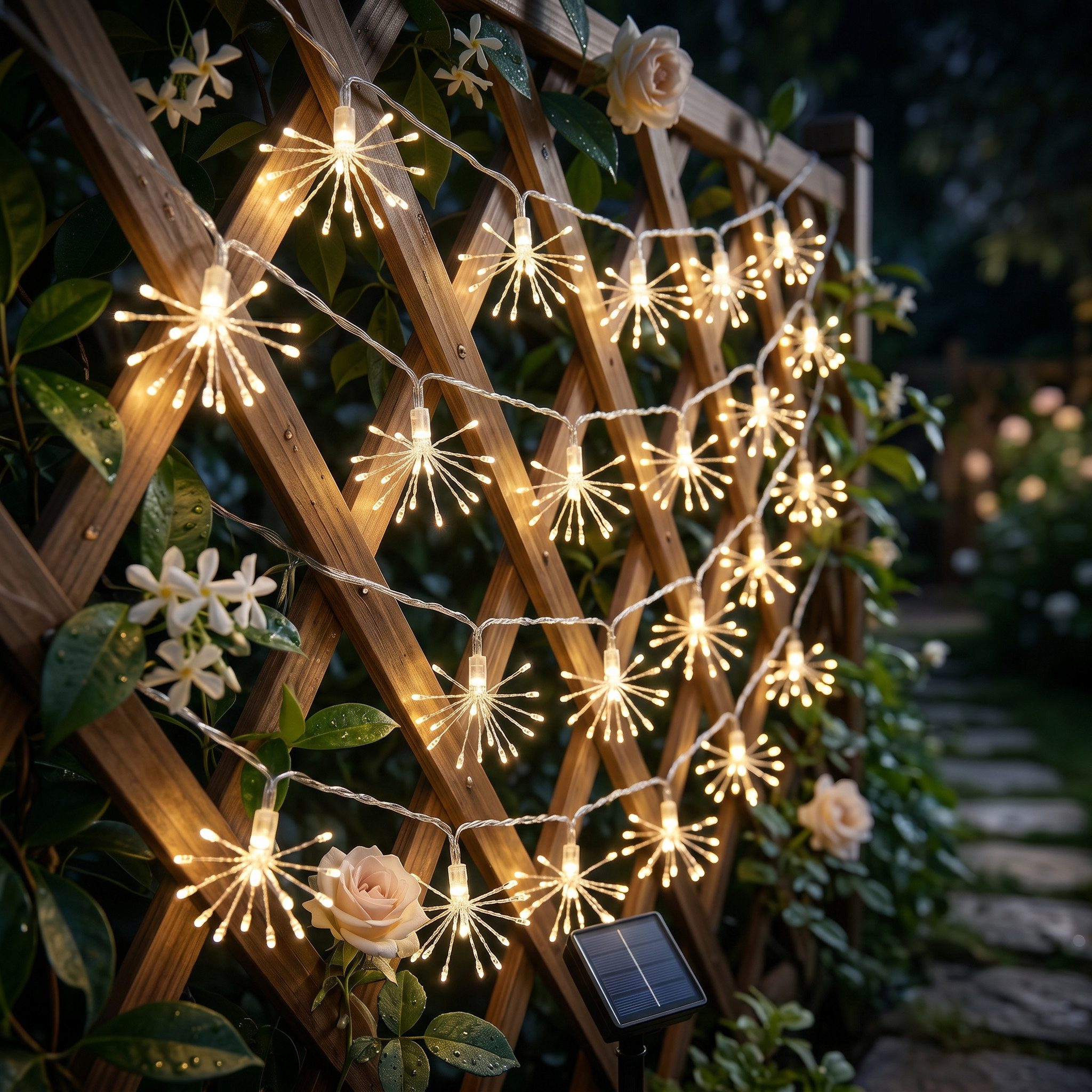 Salcar LED Solarleuchte LED Feuerwerk-Lichterkette Außen Solar Gartenleuchte Weihnachtsdeko, 10 Feuerwerk-Lichterkette 150 LED, 8 Modi, mit Fernbedienung