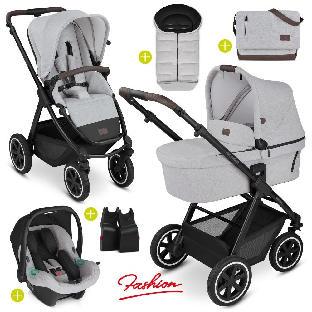 ABC Design Kombi-Kinderwagen Samba - Fashion Edition - Mineral, (7-tlg),  3in1 Kinderwagen Buggy Set mit Babyschale, Babywanne, Sportsitz,  Wickeltasche & Fußsack