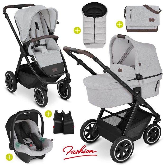 ABC Design Kombi-Kinderwagen Samba - Fashion Edition - Mineral (7-tlg) 3in1 Kinderwagen Buggy Set mit Babyschale Babywanne Sportsitz Wickeltasche & Fußsack