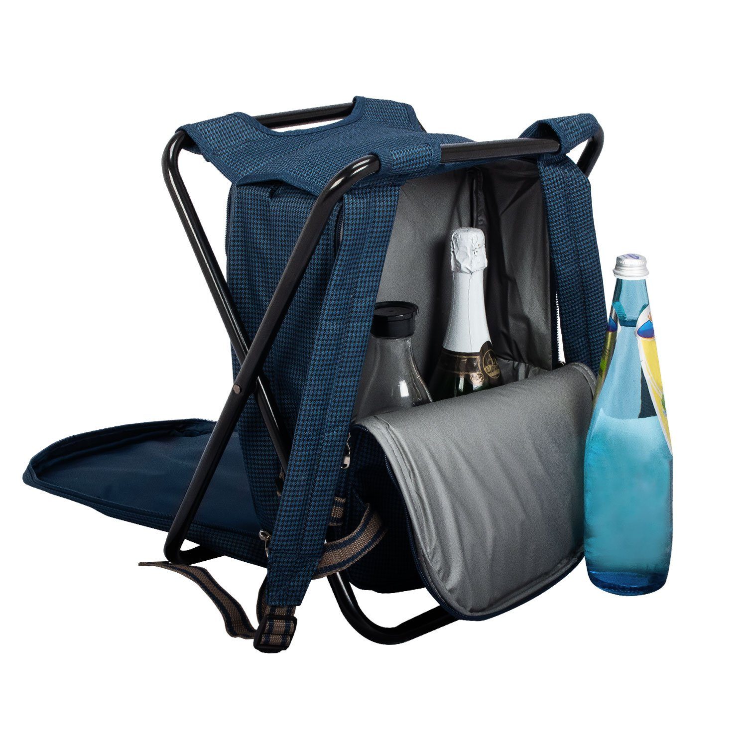 Campingstuhl Rucksack anndora ohne Picknick Tragefunktion mit blau Inhalt