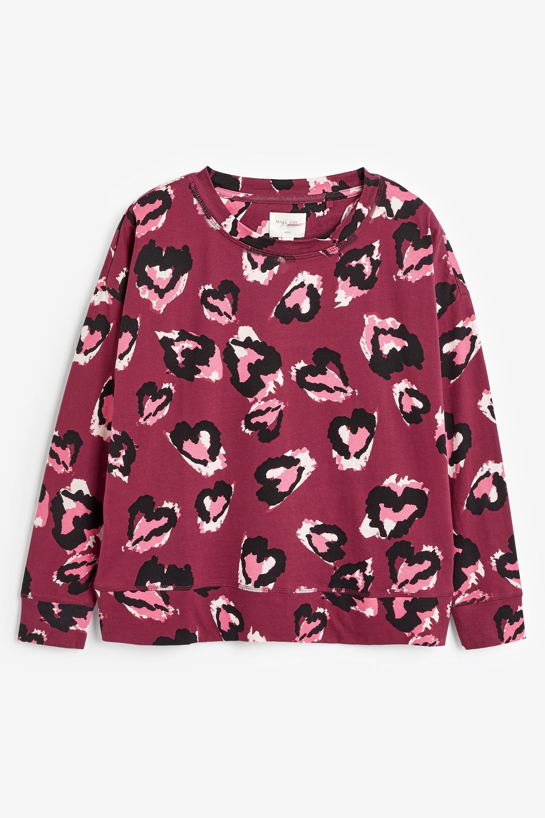 (2 tlg) aus Pyjama Pyjama Next Langärmeliger Red Baumwolle Berry