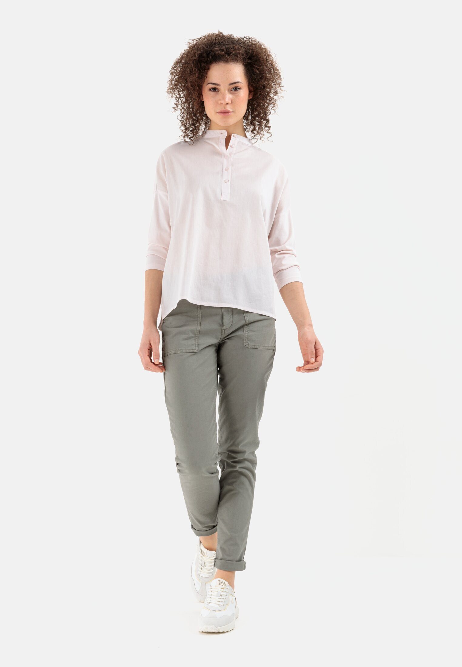 camel active Schlupfbluse Schlupfbluse mit Jerseyeinsatz Langarm unifarben