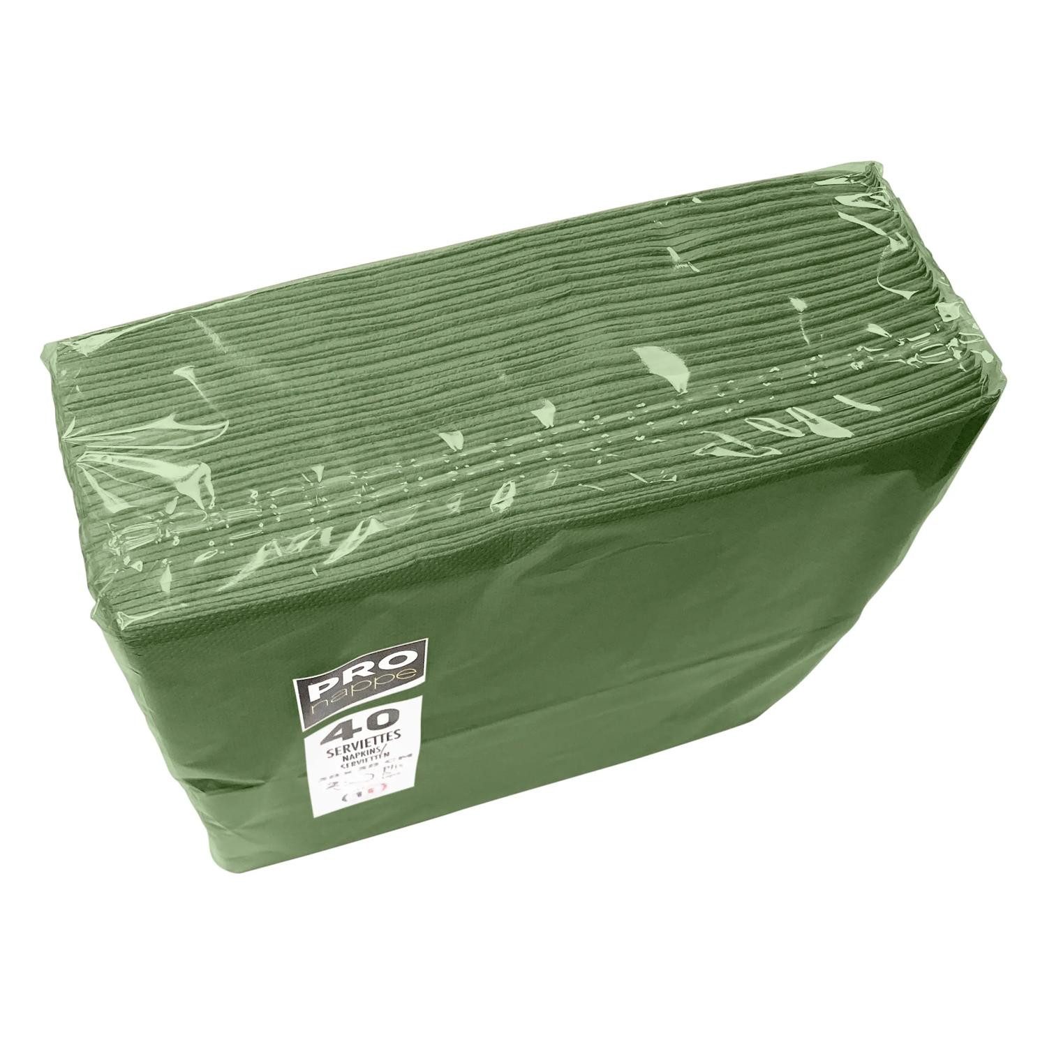 PROnappe Tischband 30x Tissue-Servietten 40 St, 1/8 Kopffalz, 38x38 cm Olivgrün SV623957I