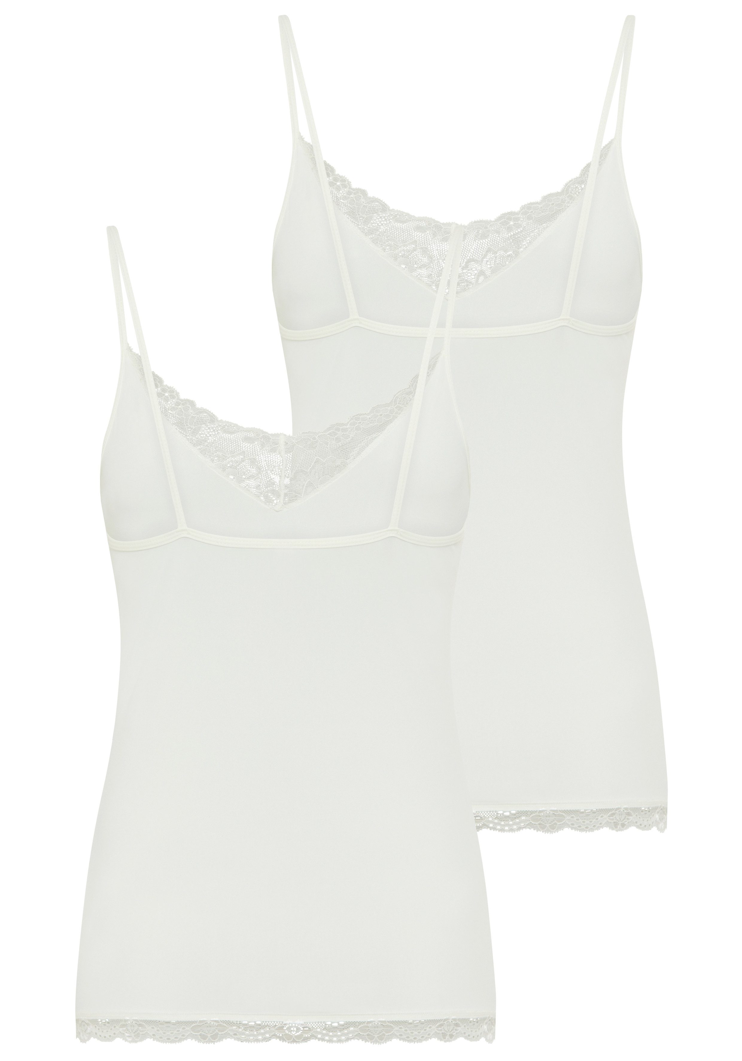 YSABEL MORA Spaghettitop (2er Pack) elastisch, Spitzeneinsatz, schmale Träger, femininer Stil