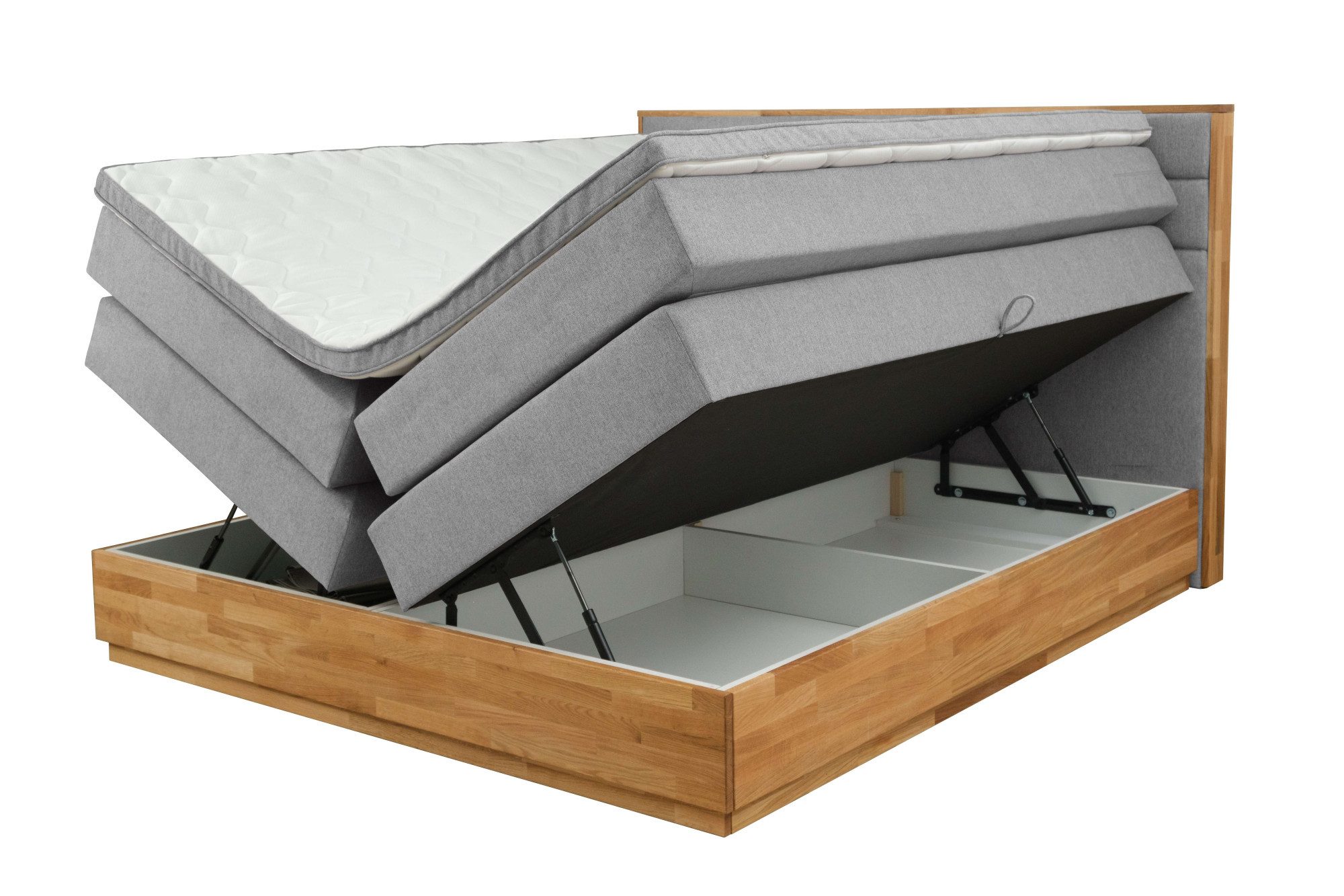 Home affaire Boxspringbett Evelina, Doppelbett, Polsterbett, Komfortbett, 160 & 180 cm, inkl. 6 cm Topper, zwei Bettkästen, Taschen-Federkernmatratze in H3