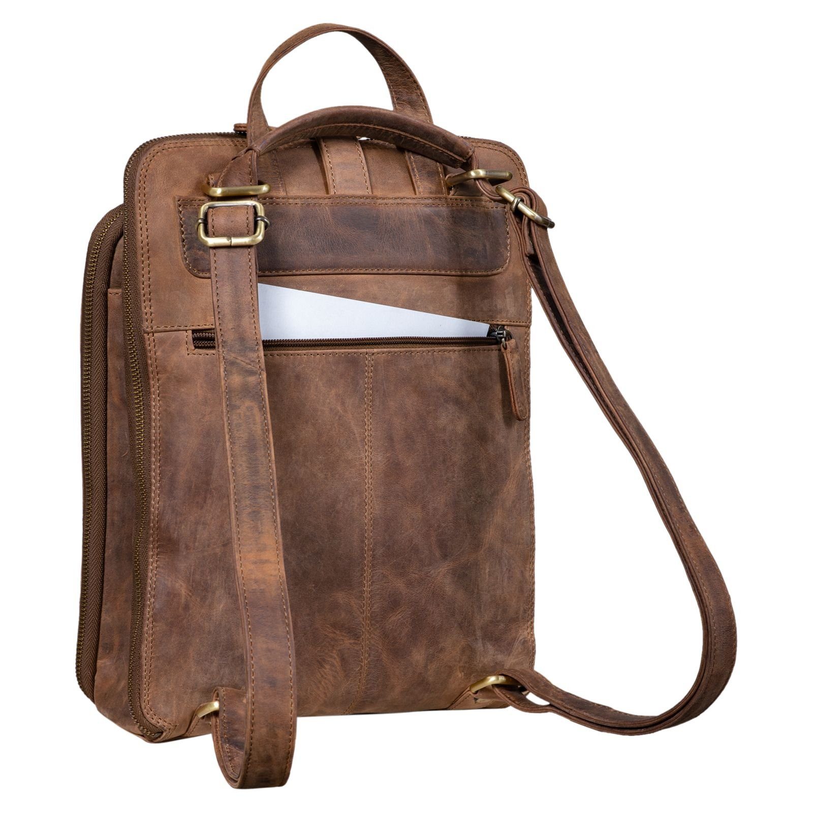 STILORD Notebook-Rucksack "Vienna" Rucksack Tasche aus Leder