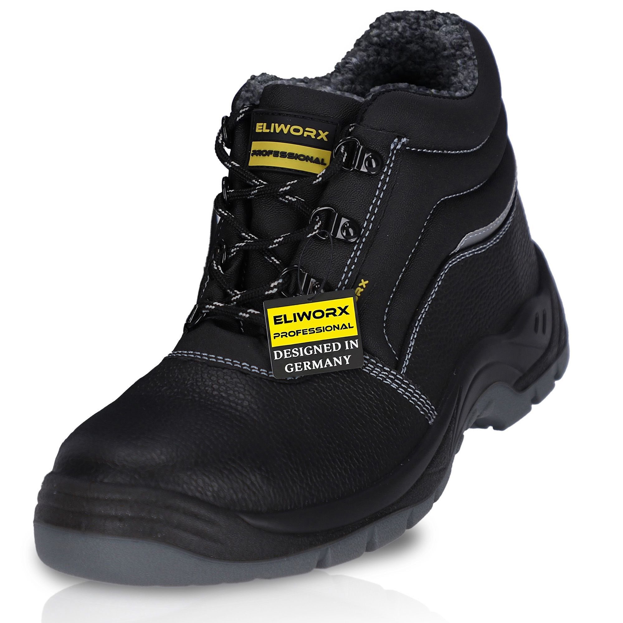 ELIWORX S3 SR Winter Schuh mit Stahlkappe - echtes Leder, Arbeitsschuhe Herren Sicherheitsschuh Nach EN ISO 20345:2022 - Gefüttert - …