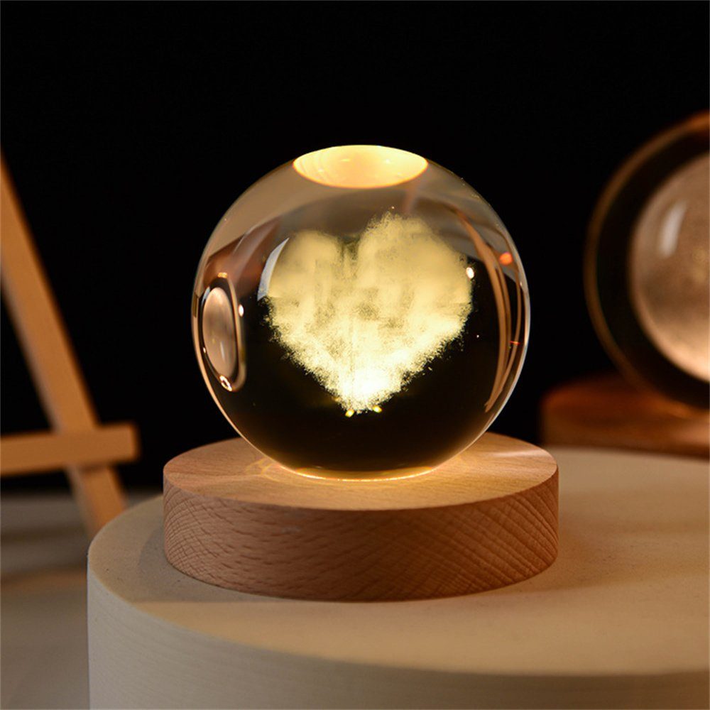 DAYUT LED Nachtlicht 6cm 3d Kristall kugel Kristall planet Nachtlicht Desktop Dekoration Liebeswolke