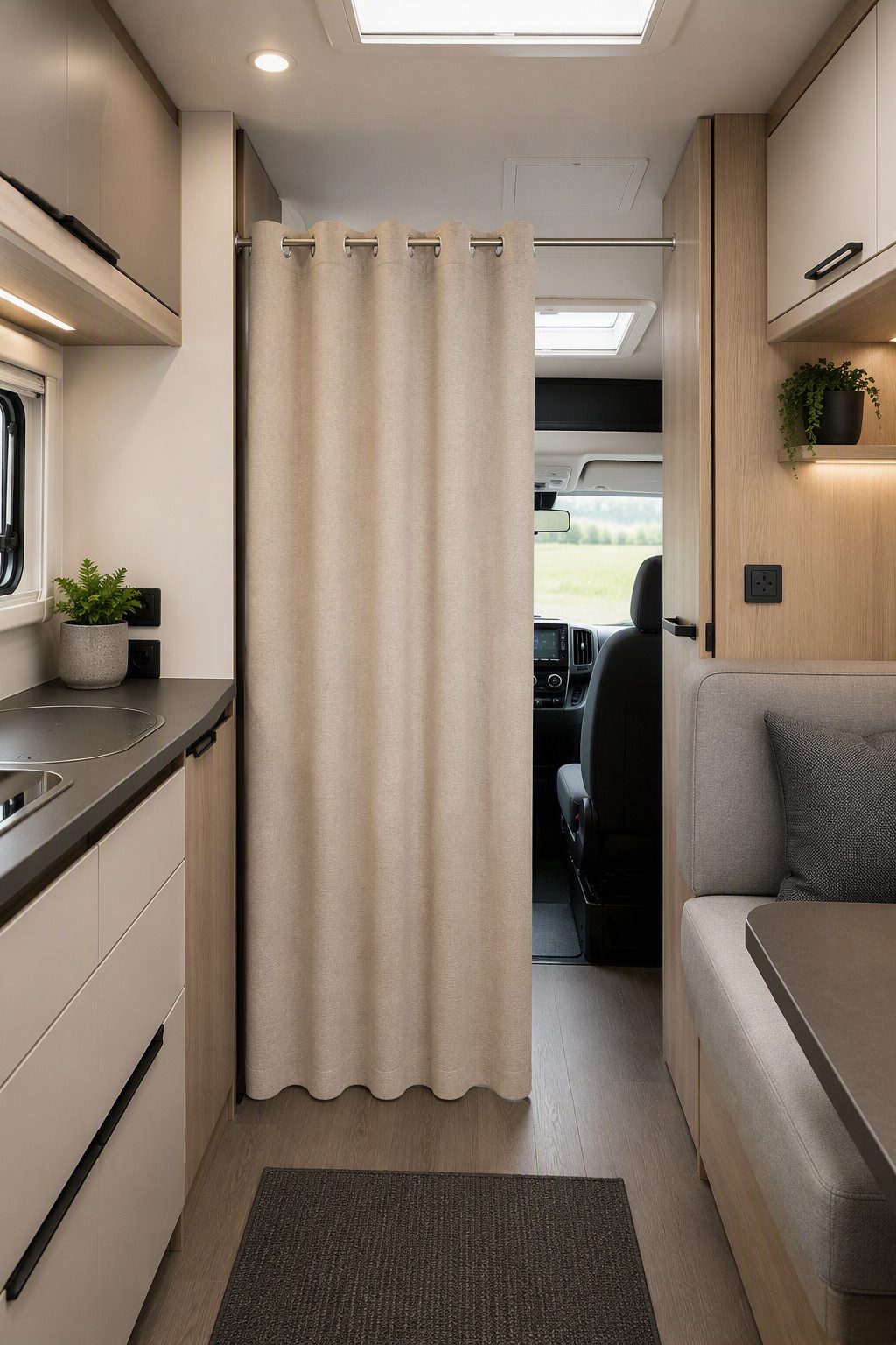 novumfix Vorhang Filzvorhang Caravan & Wohnmobil, 138x175cm(BxH) Ösen Raumteiler, verdunkelnd