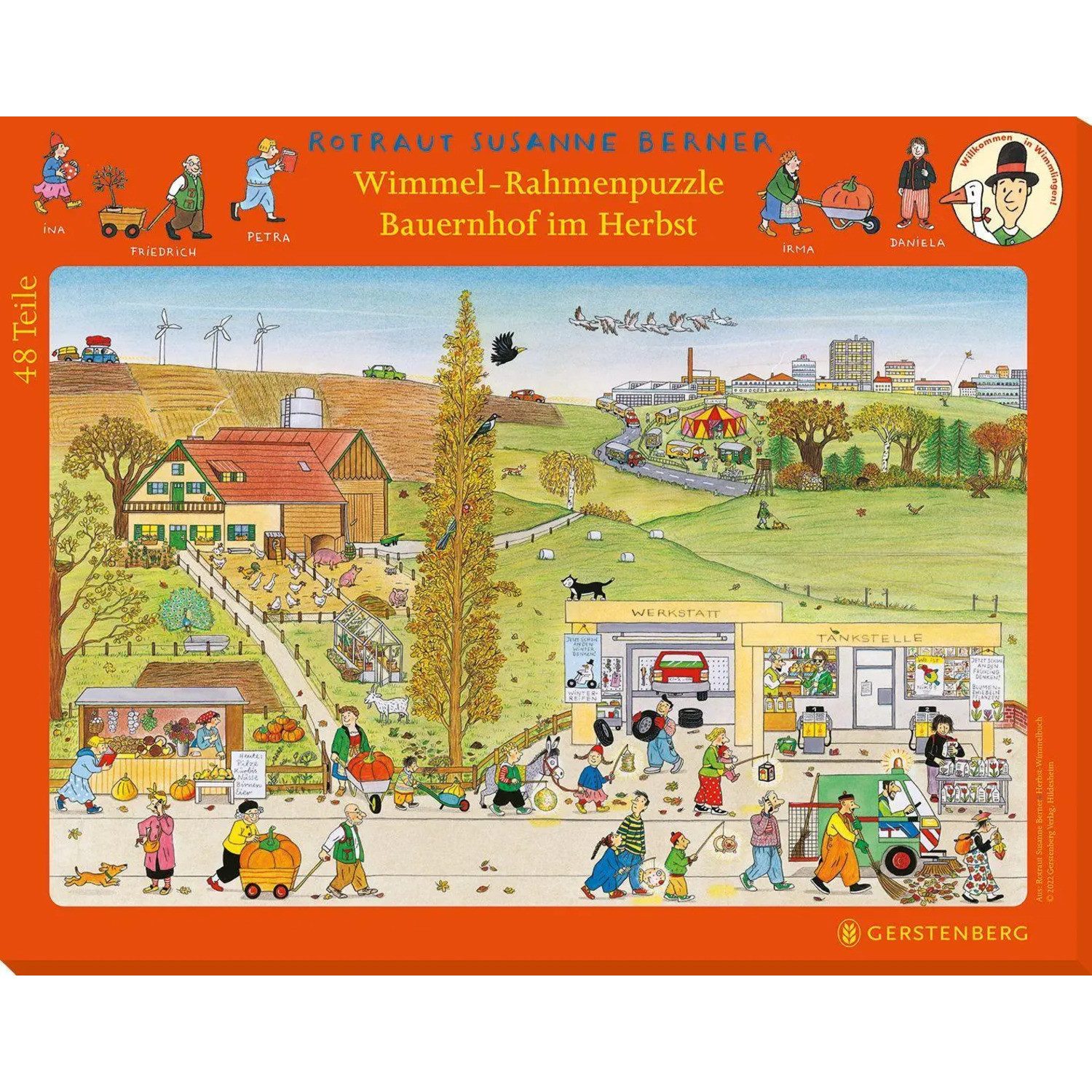 Gerstenberg Verlag Puzzle Wimmel-Rahmenpuzzle Herbst Motiv Bauernhof, Puzzleteile