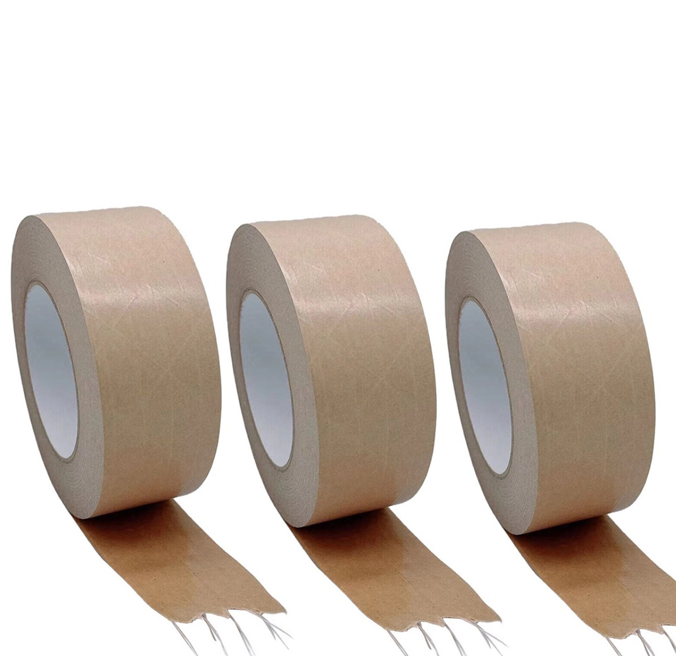 BAYLI Klebeband 3 Rollen Packband Papier 50mm x 50m, FADENVERSTÄRKT - 130µ - Starke