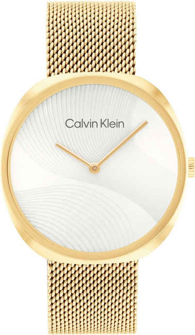 Calvin Klein Quarzuhr SCULPTURAL, 25200246, Armbanduhr, Damenuhr, Mineralglas, IP-Beschichtung