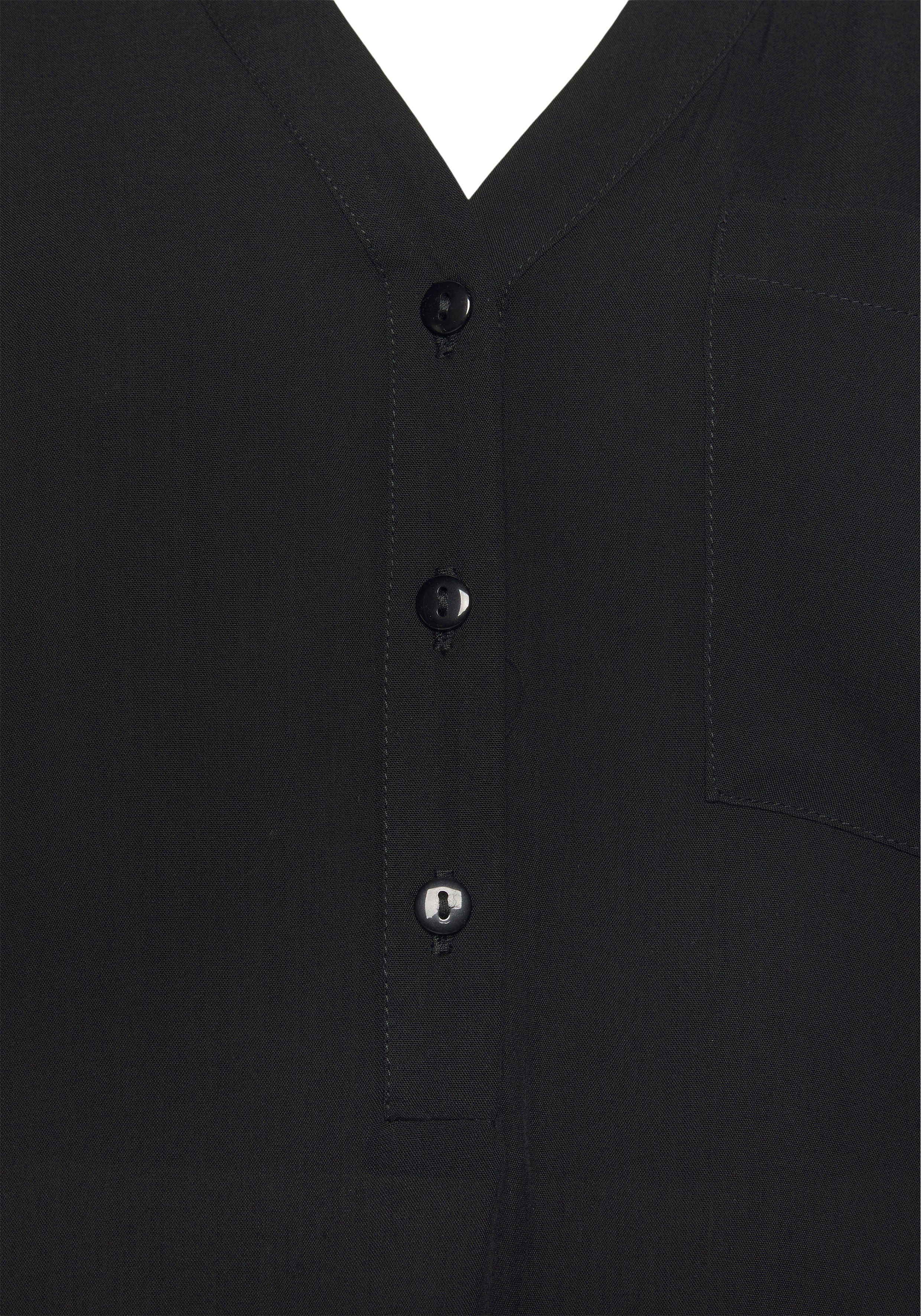 LASCANA Schlupfbluse mit 3/4-Ärmeln und kurzer Knopfleiste lockere Damenbluse, Blusenshirt mit Krempelärmel, Business, Basic – Bild 5 von 5