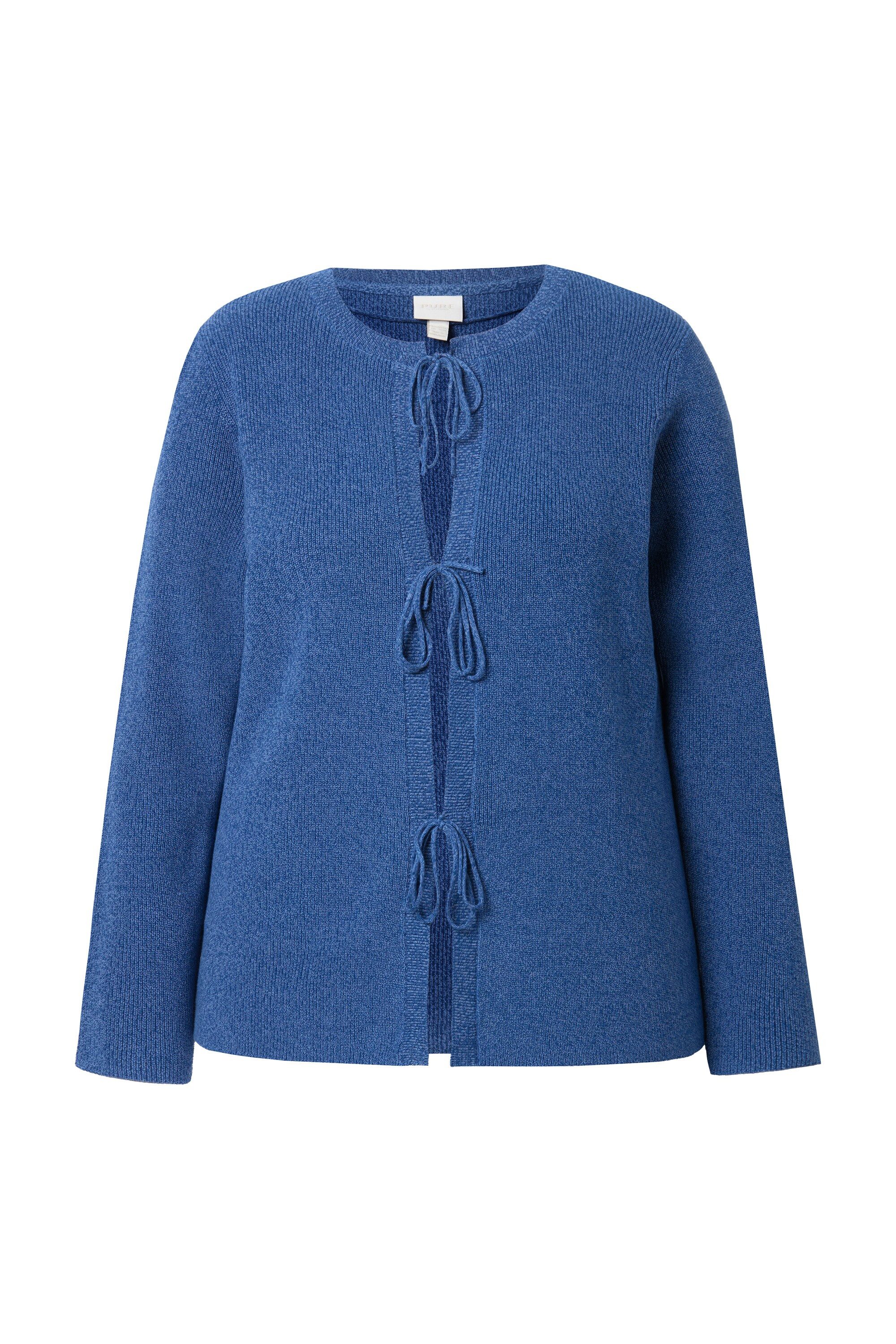 Ulla Popken Strickjacke Strickjacke Schleifenverschluss Rundhals günstig online kaufen