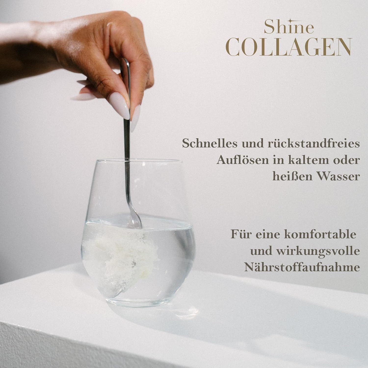 Shine Collagen Pulver - 100% Kollagen Peptide, Premium Hydrolsat Typ 1,2 und 3 Pulver, 500 g, Perfekte Löslichkeit, Geschmachsneutral