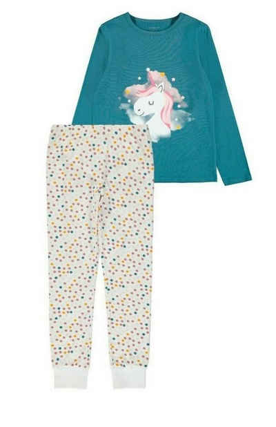 Name It Schlafanzug NKFNIGHTSET REAL TEAL UNICORN (Set, 2 tlg., Oberteil und Hose) mit Einhorndruck