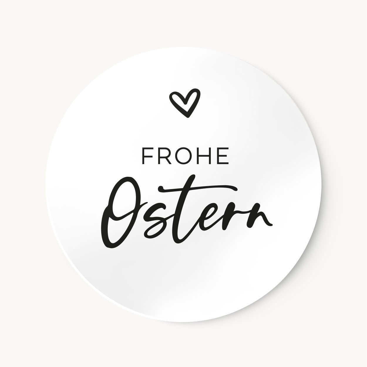 NORDEULE Aufkleber Frohe Ostern No.1, Runde Sticker in Schwarz-Weiß mit Herz, (40tlg), ideal für Ostergeschenke, Verpackung, Briefpost