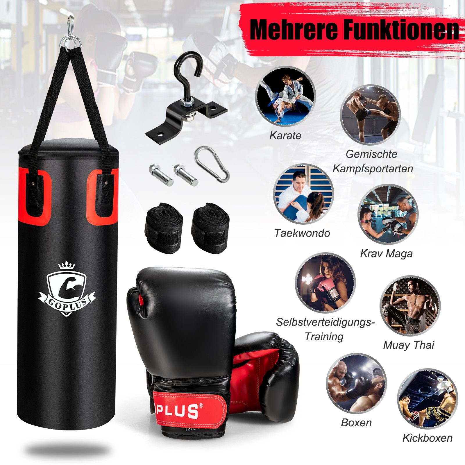 mit Boxsack COSTWAY Kinder Set, Boxhandschuhen Boxing