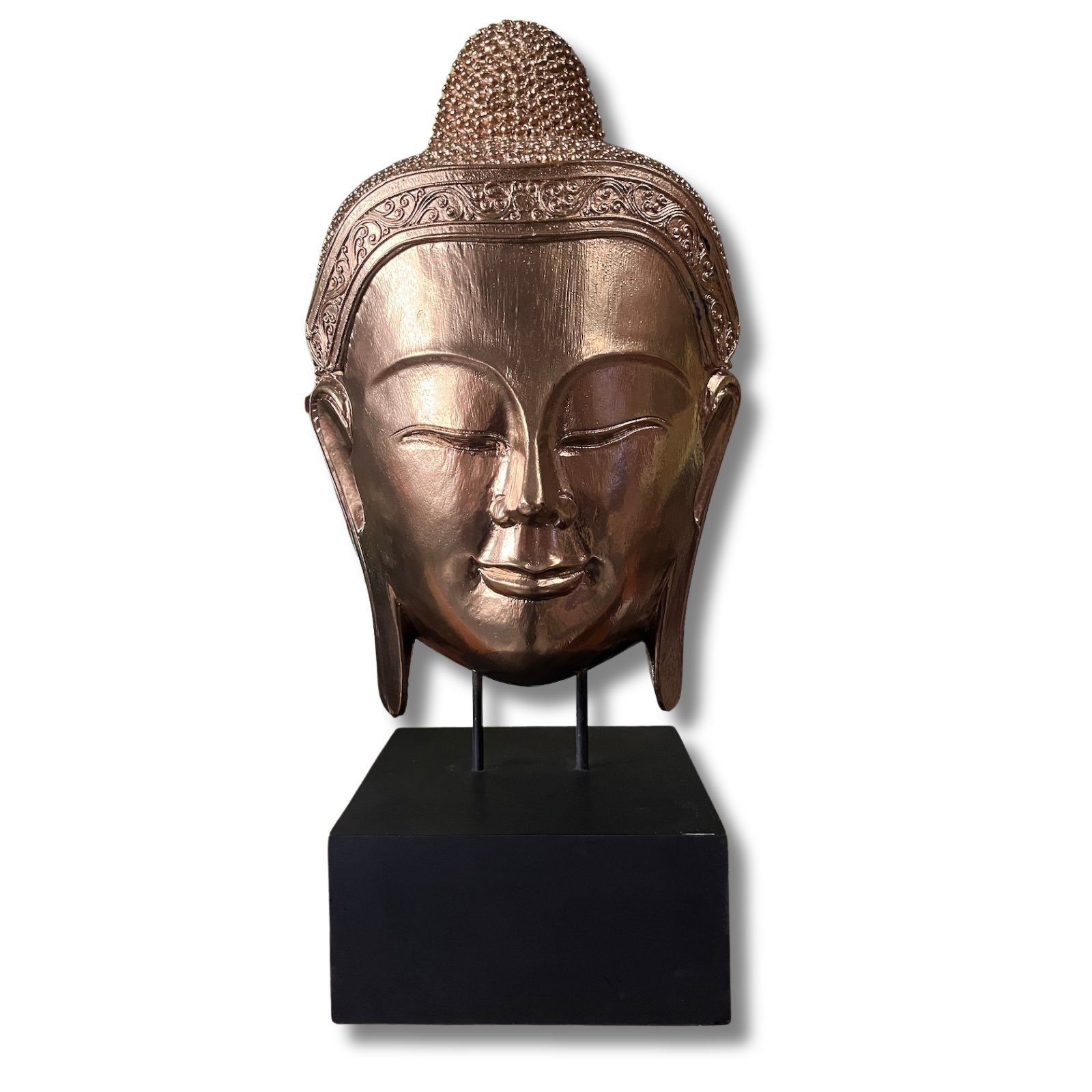 Asien LifeStyle Buddhafigur Buddha Kopf Thailand Holz Skulptur - 66cm groß | Dekofiguren