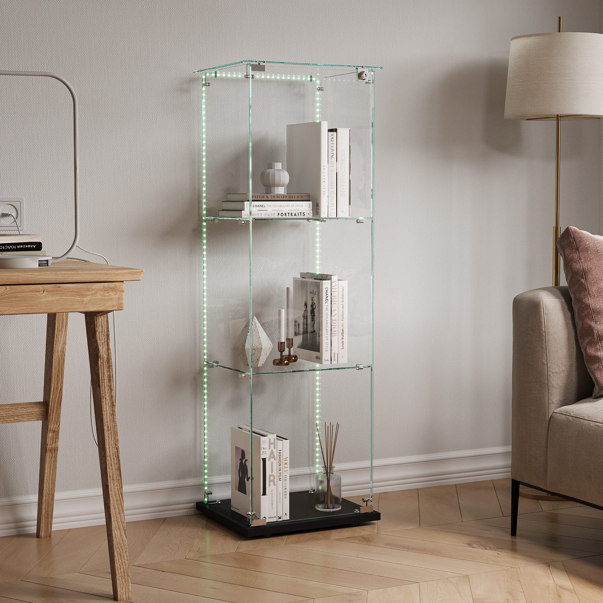 FUROKOY Glasvitrine Standvitrinen, Vitrine aus gehärtetem günstig online kaufen