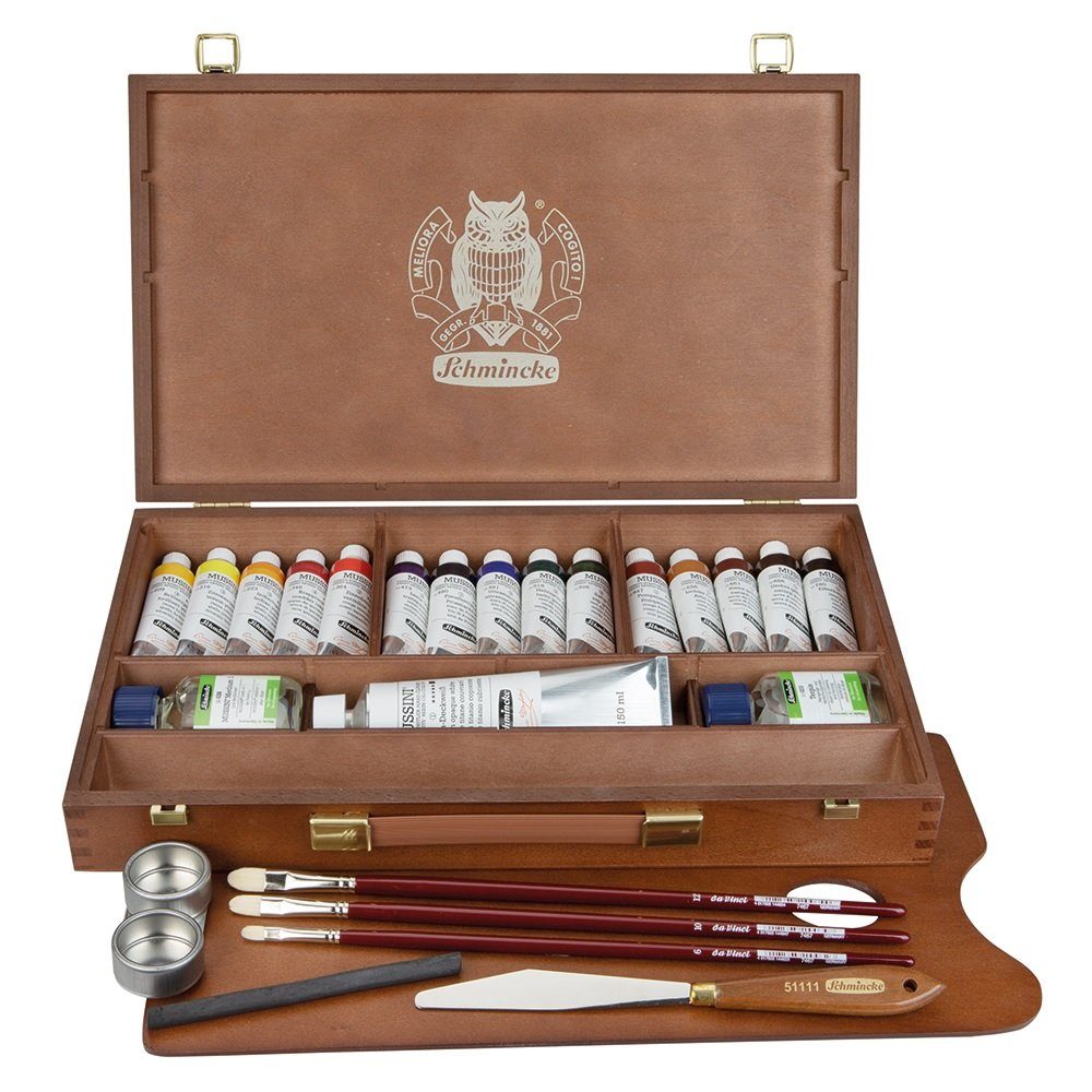 Farbkasten Mussini Harz-Ölfarben im Holzkoffer-Set, 15x35ml
