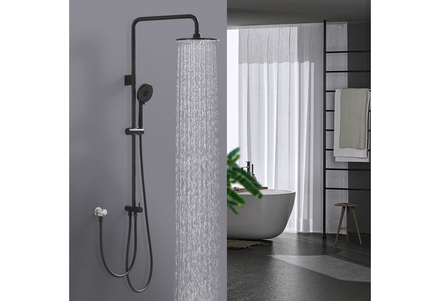 Thumbnail - HOMELODY Duschsystem Abnehmbares Duschsystem mit Wasserfall Badzubehör Duschzubehör