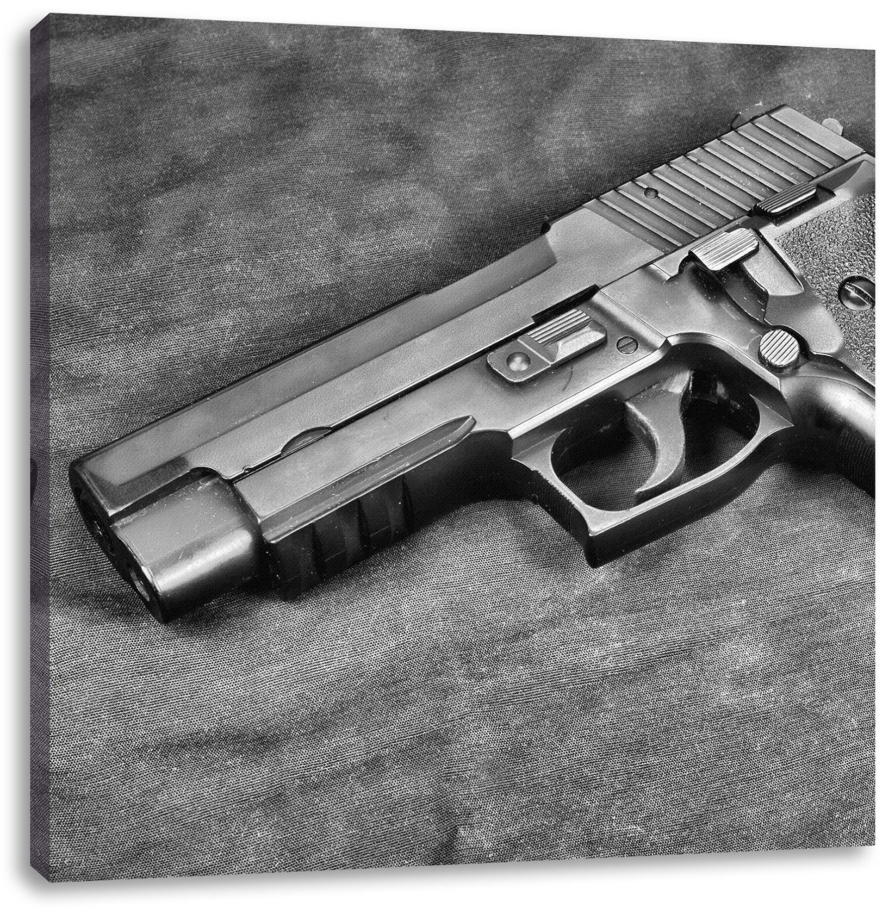 (1 Pistolen Waffen, fertig St), Leinwandbild Leinwandbild Pistolen Zackenaufhänger inkl. Waffen bespannt, Pixxprint