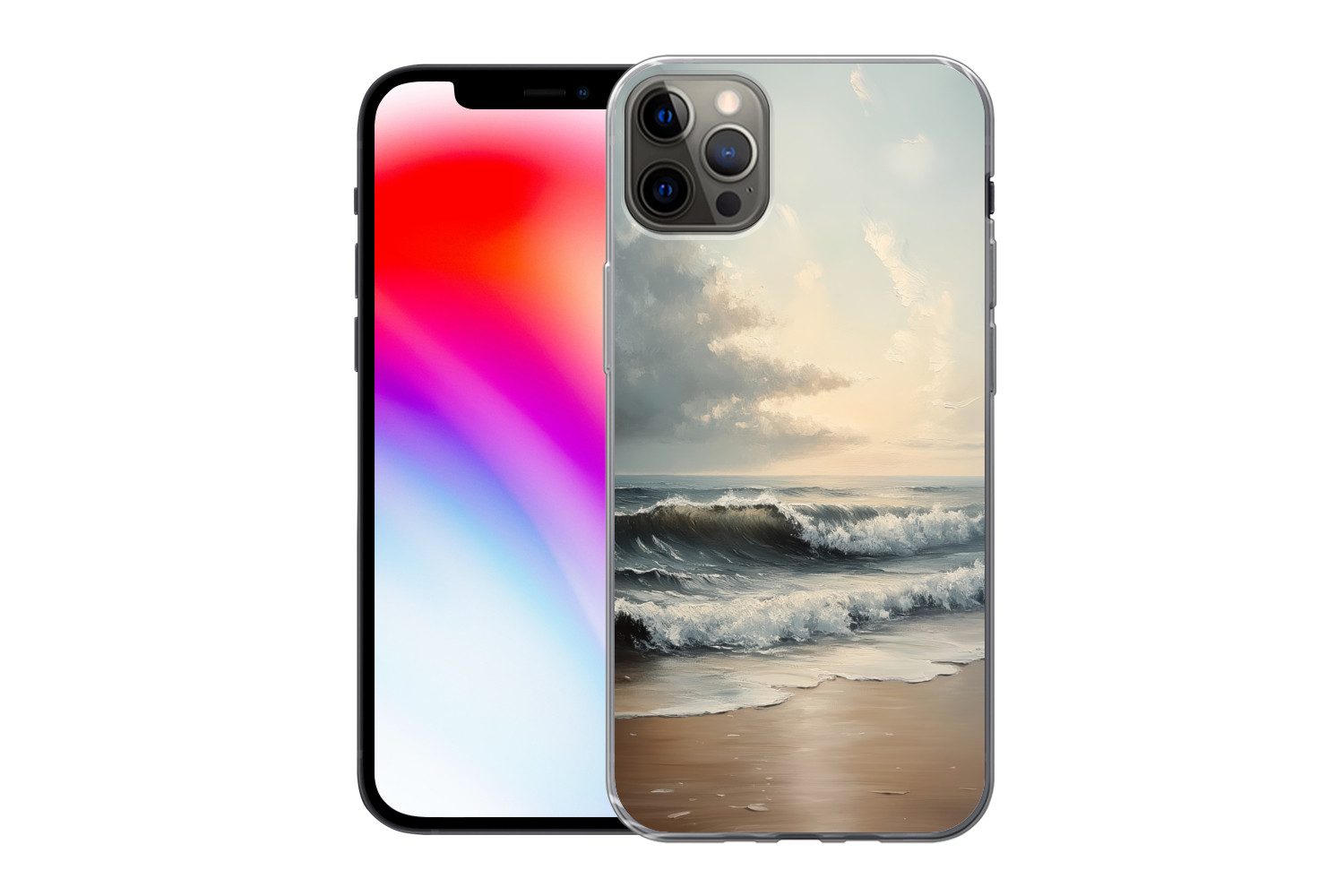 MuchoWow Handyhülle für Apple iPhone 13 Pro Max Strand - Meer - Sonnenuntergang, Smartphone-Bumper, Print, Handy Schutzhülle Dünn