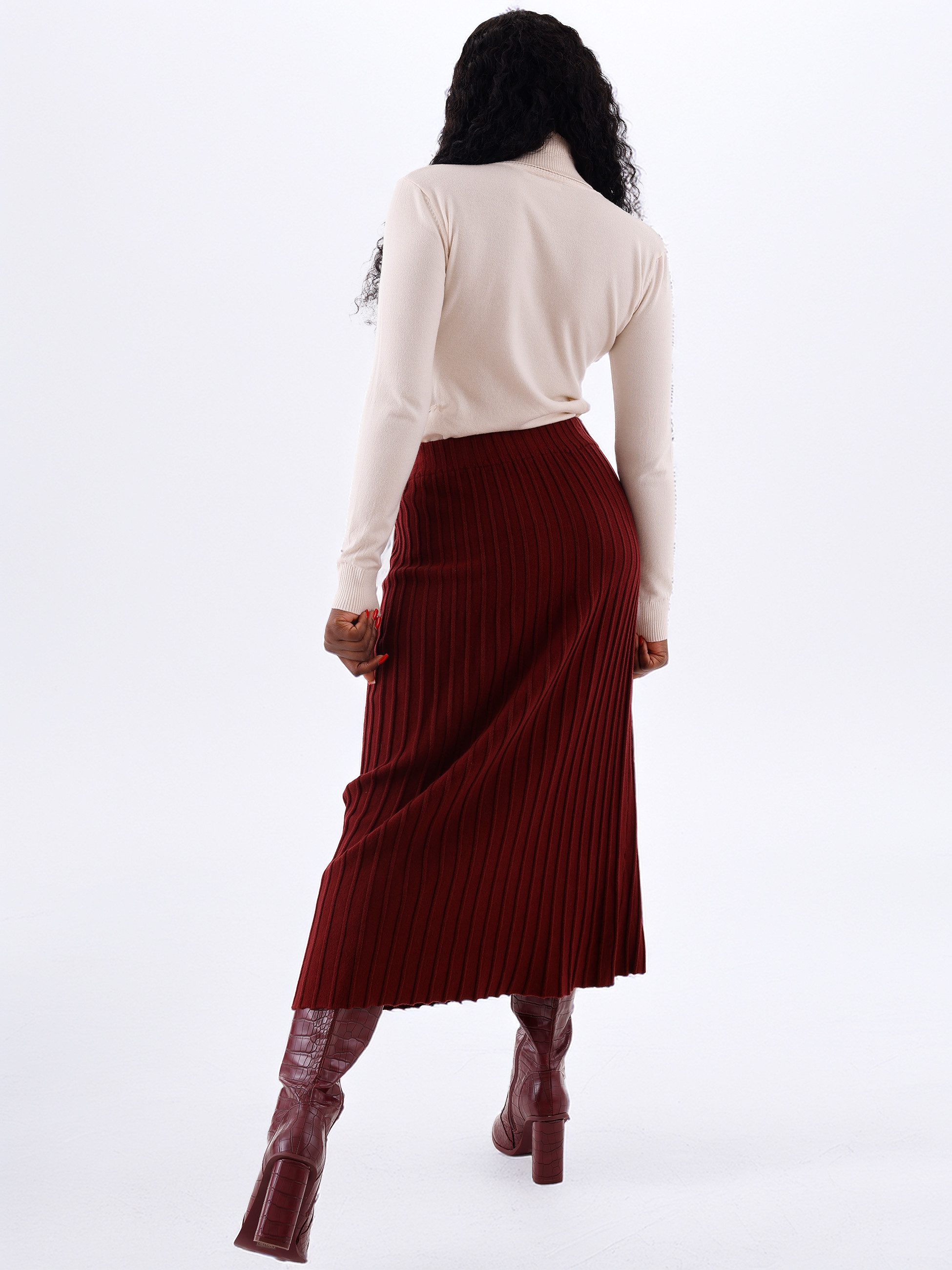 YC Fashion & Style Maxirock Strickrock Midi Rippoptik – elegant & bequem One Size 34-42 in Unifarbe