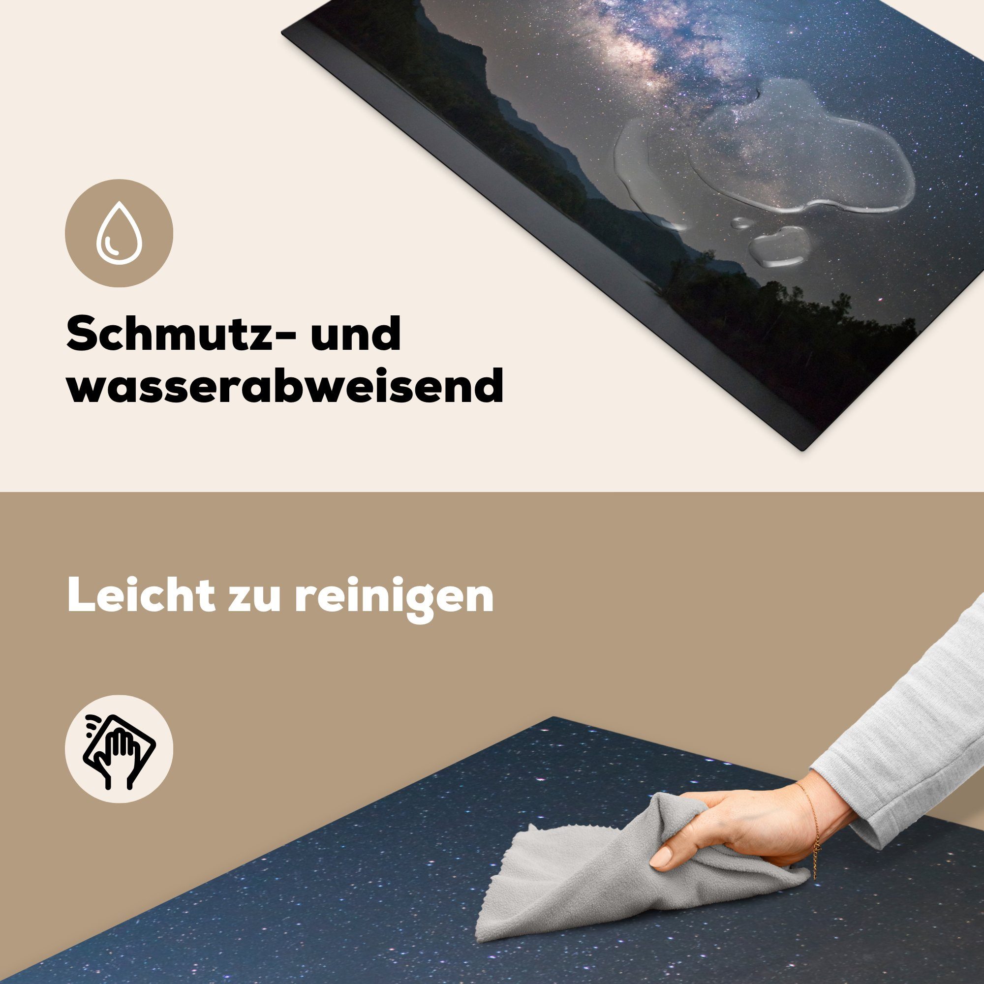 See, küche für Vinyl, über Arbeitsplatte Ceranfeldabdeckung, Sternbild Steinbocks einem Milchstraße (1 83x51 mit tlg), des cm, dem Herdblende-/Abdeckplatte MuchoWow