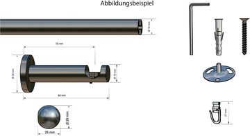 Gardinenstange Colombes, indeko, Ø 16 mm, 1-läufig, Wunschmaßlänge, mit Bohren, verschraubt, Aluminium, Innenlauf Komplett-Set inkl. Gleitern und Montagematerial