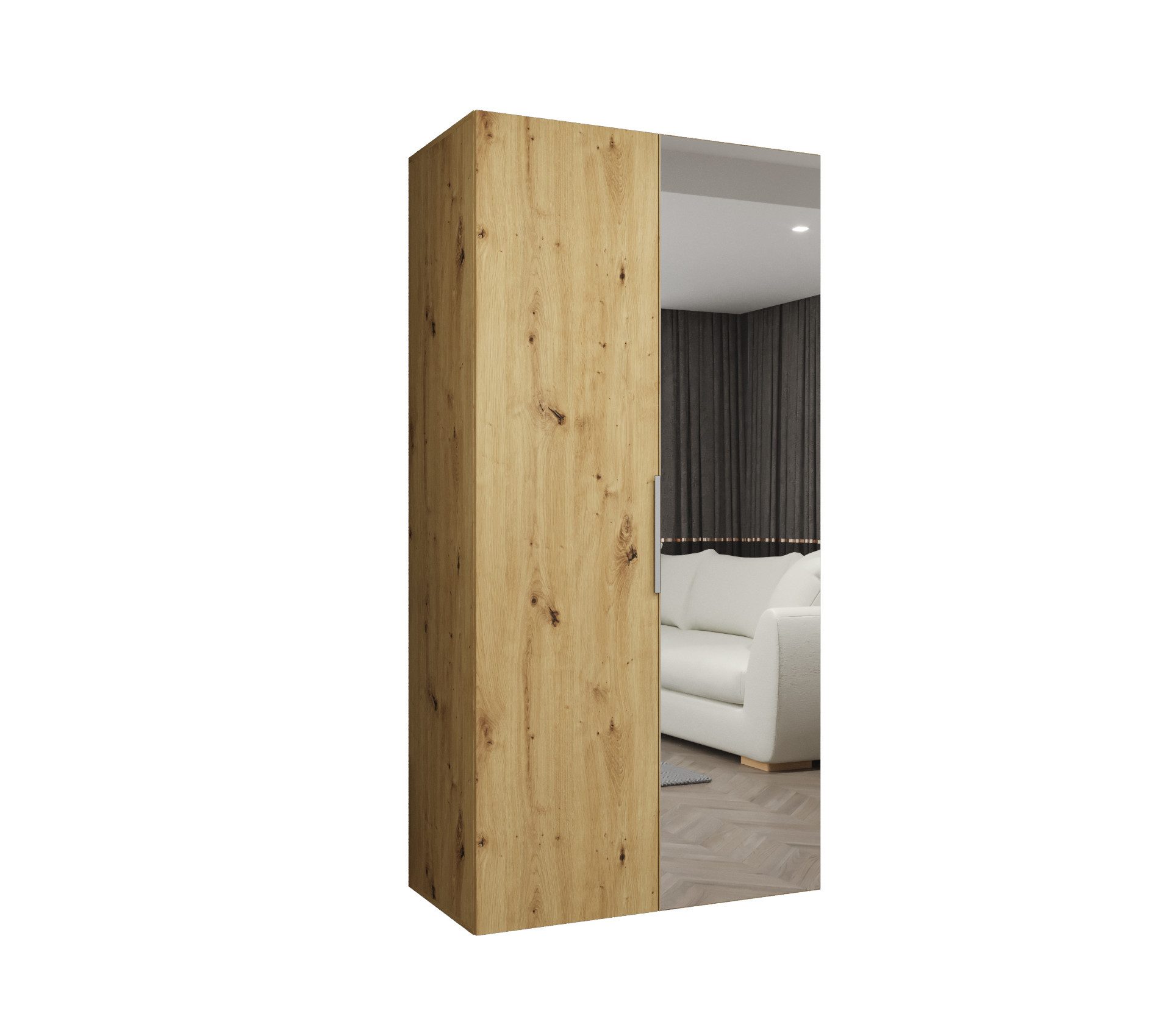 MOEBLO Drehtürenschrank SOLENA 2 (mit Spiegel – Moderner Kleiderschrank mit Soft-Close, Einlegeböden & Kleiderstange, verschiedene Breiten & Farben, Schrank Garderobe Schlafzimmer Drehtürenschrank) (BxHxT): 100/150/200/250/300x202x52 cm