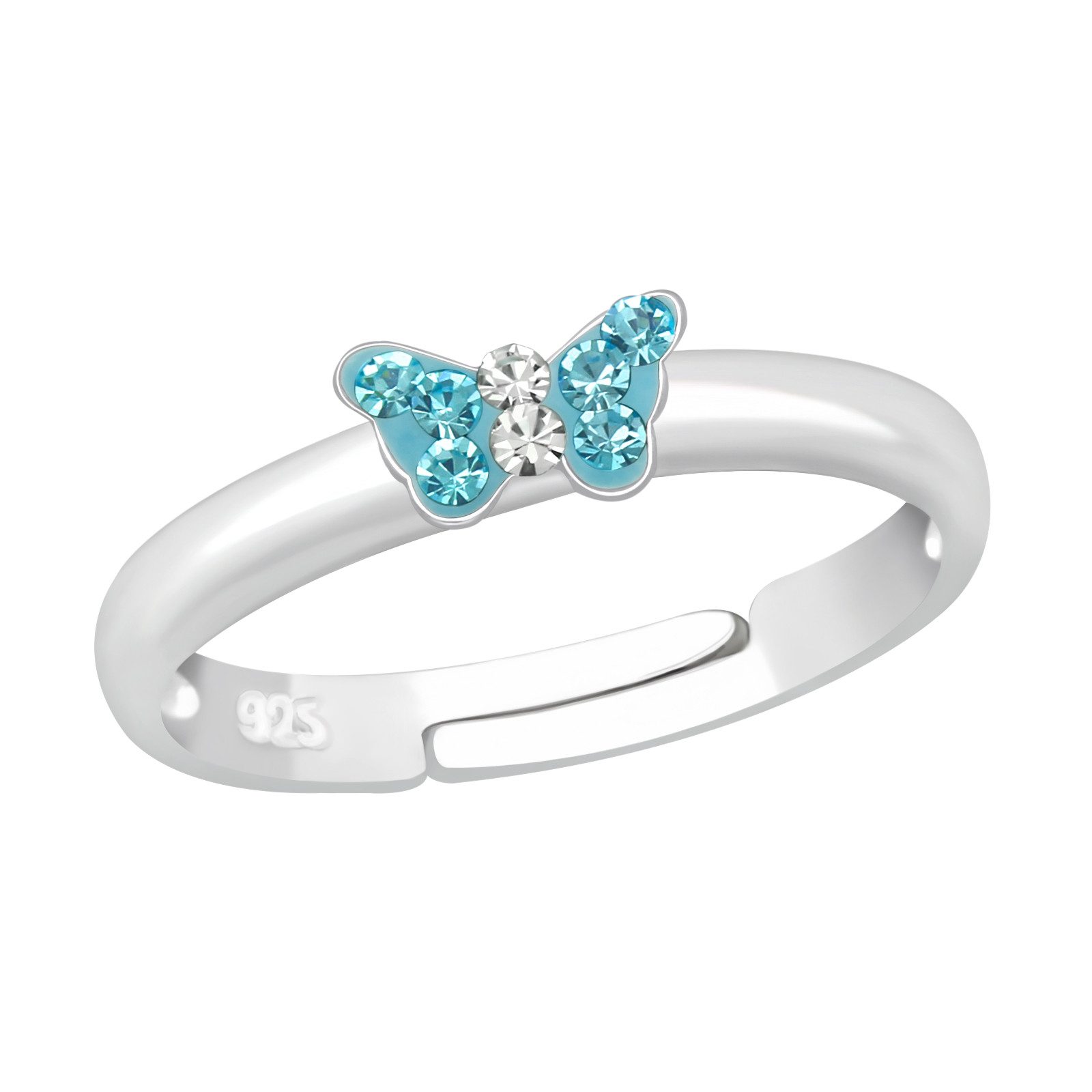 ALEXANDER YORK Silberring SCHMETTERLING aqua, 925 Sterling Silber