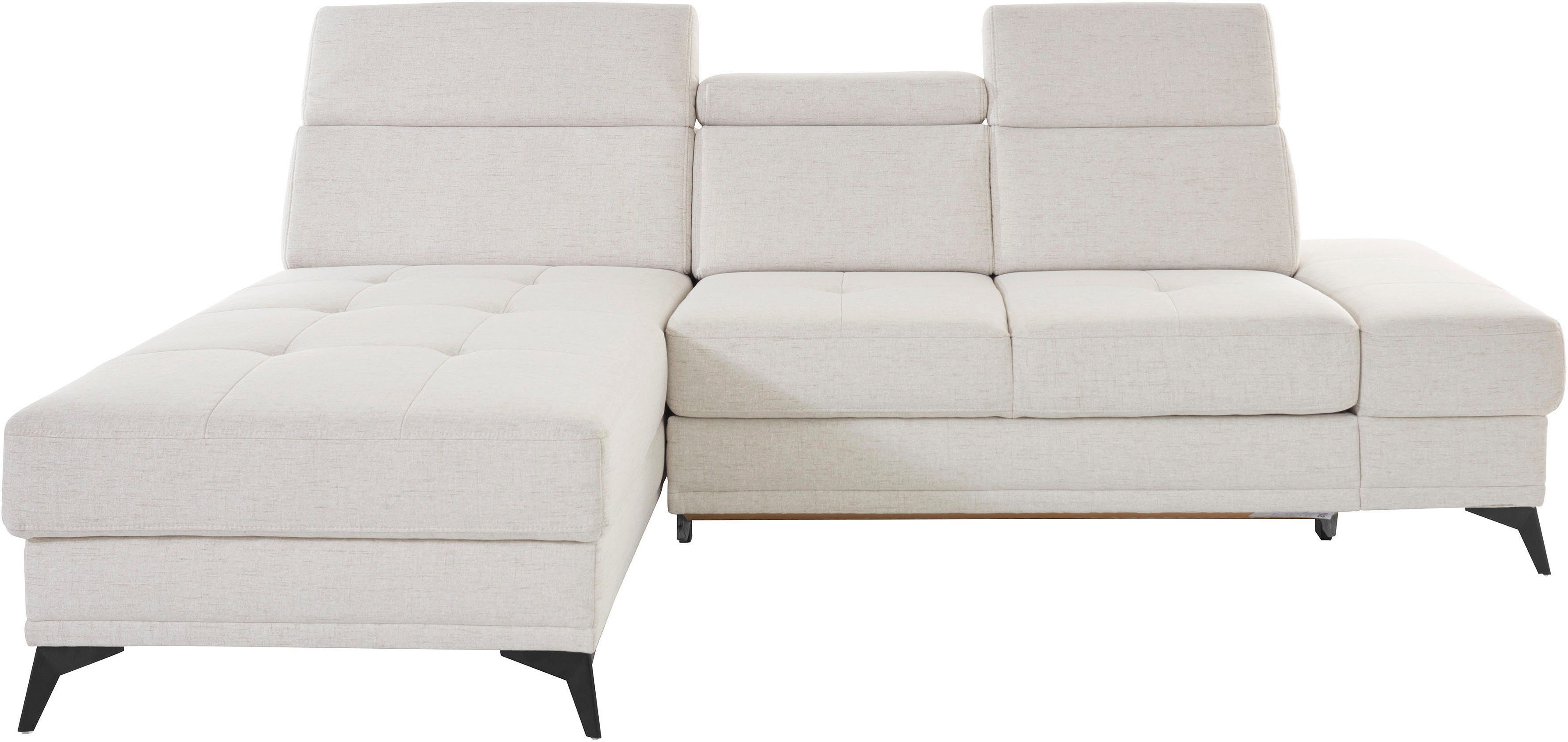 INOSIGN Ecksofa Cardiz L-Form, inkl.Kopfteilverstellung und Federkern wahlweise mit Bettfunktion