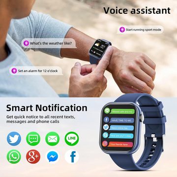 Hwagol Zifferblattpersonalisierung Smartwatch (1,85 Zoll, Android, iOS), mit Bluetooth Anrufe,140+ Sportmodi SpO2 Schlafmonitor Schrittzähler