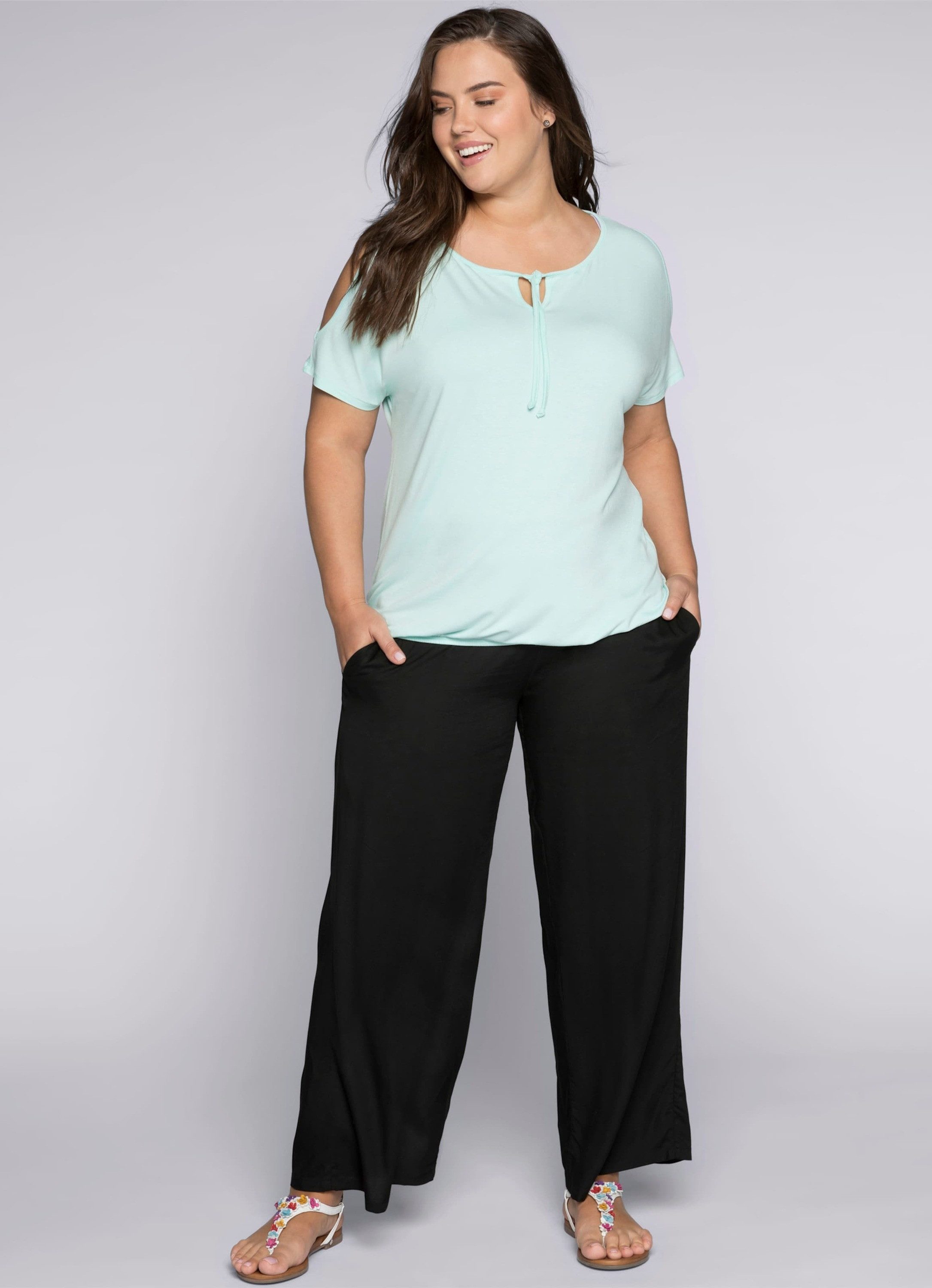 Sheego Jerseyhose Schlupfhose mit Smokbund und Taschen günstig online kaufen