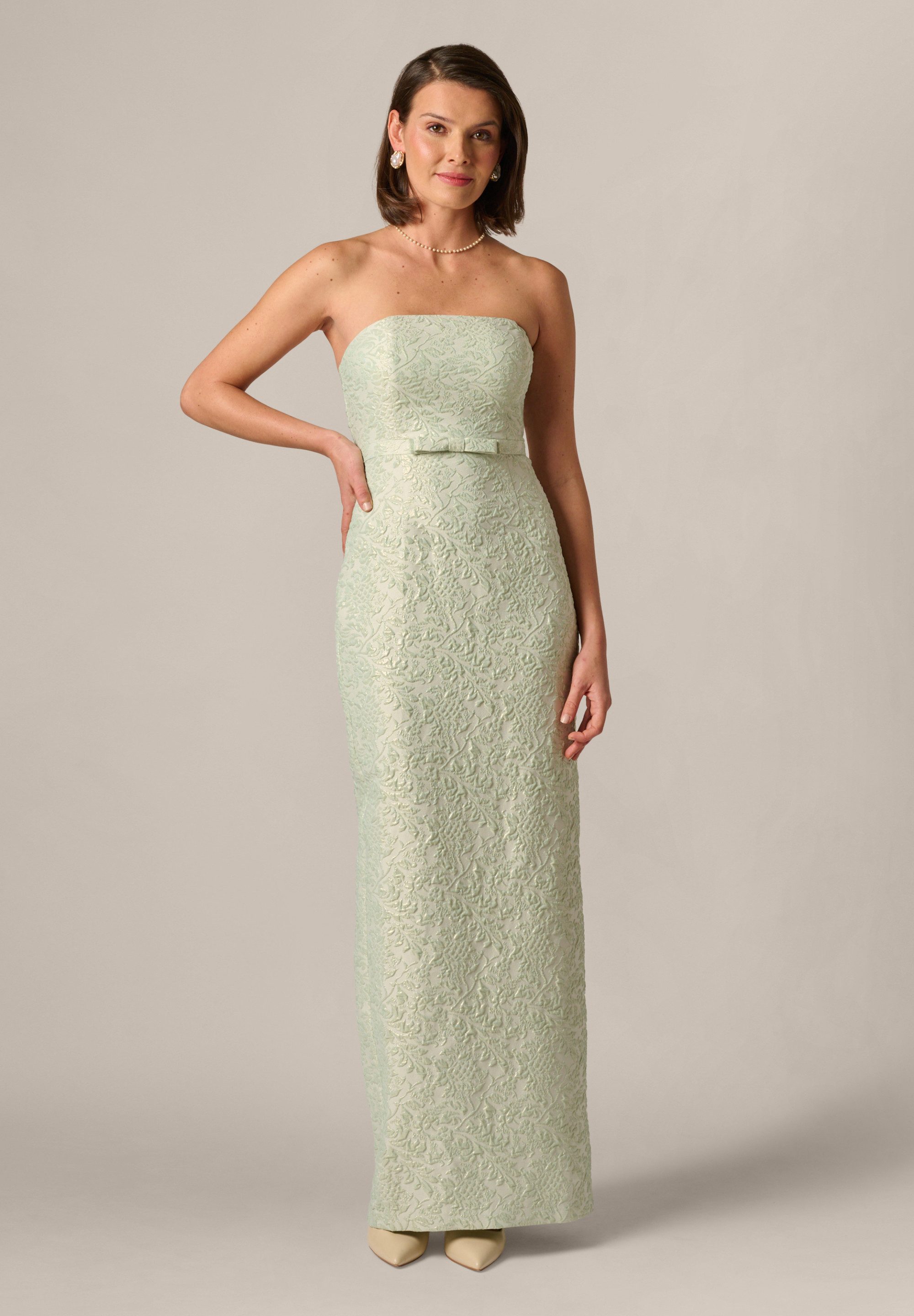 Adrianna Papell Abendkleid Glitter Jacquard Gown Elegantes, metallisches Jacquard- -d-Trägerloses Kleid
