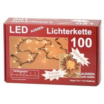 BURI Lichterkette Aussen-Lichterkette mit 100 LEDs warmweiss Weihnachtsdeko Weihnachtsbe