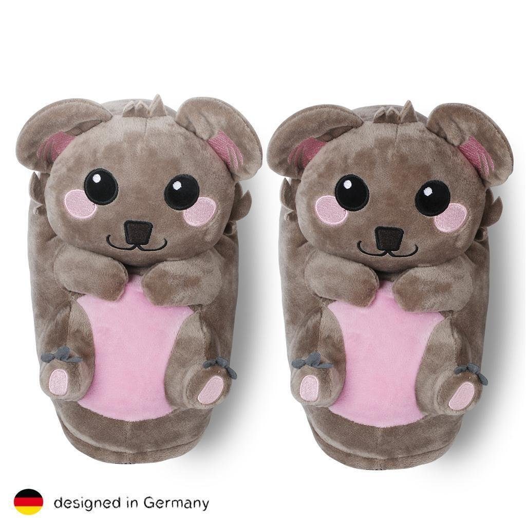 Corimori Tier Pantoffeln für Kinder Einheitsgröße 25-33,5 Plüsch Hausschuhe (Packung, Geschenk) EU Einheitsgröße 25-33,5 Hugo der Koala für Kinder, Jungen, Mädchen