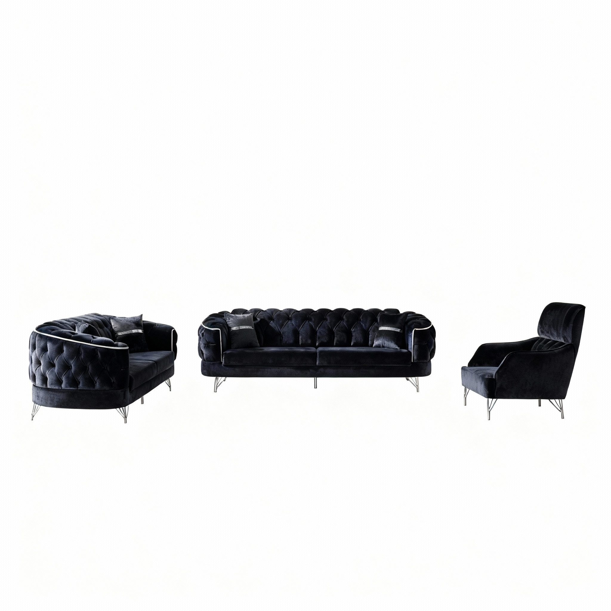 Palms-Store Sofa -Set Imagine, zeitlose Eleganz mit edler in luxuriösem Samt, Spar-Set, 3-Sitzer + 2-Sitzer + Sessel I 3-Sitzer mit Schlaffunktion