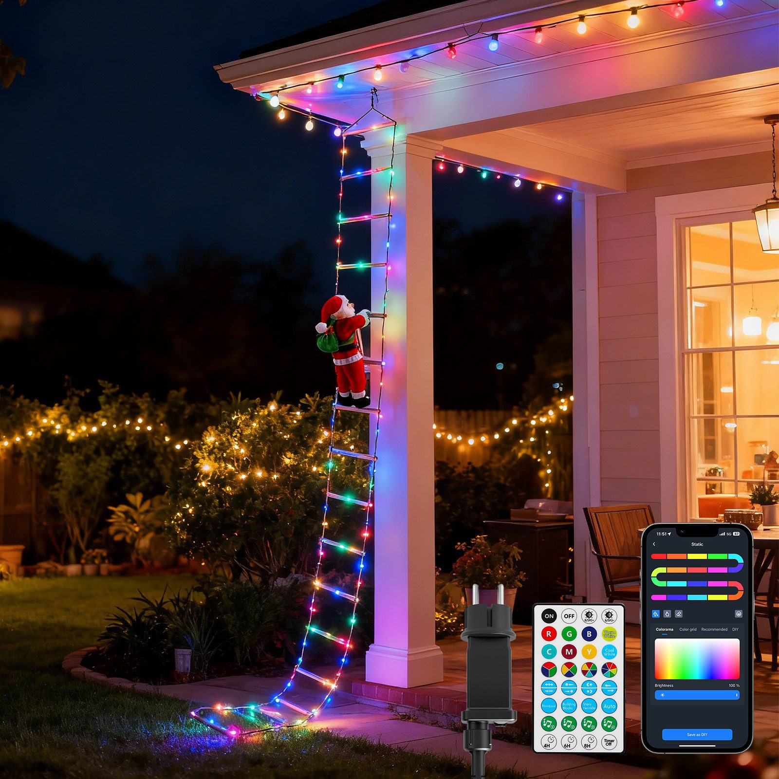Aigostar LED-Lichterkette Aigostar 3m smarte RGB-Weihnachtsmann-Treppenbele günstig online kaufen
