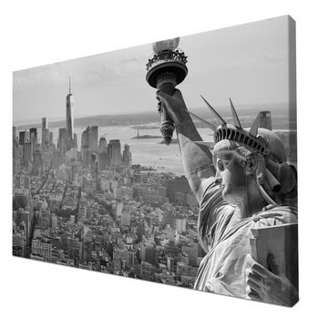 wandmotiv24 Leinwandbild Manhattan Liberty Statue, Städte (1 St), Wandbild, Wanddeko, Leinwandbilder in versch. Größen