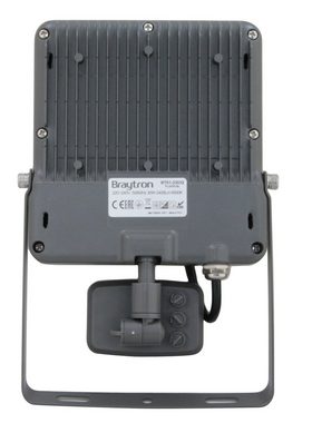 Braytron LED Flutlichtstrahler Fluter Projektor 30W 2400L mit Bewegungsmelder IP44 6500K Kaltweiß