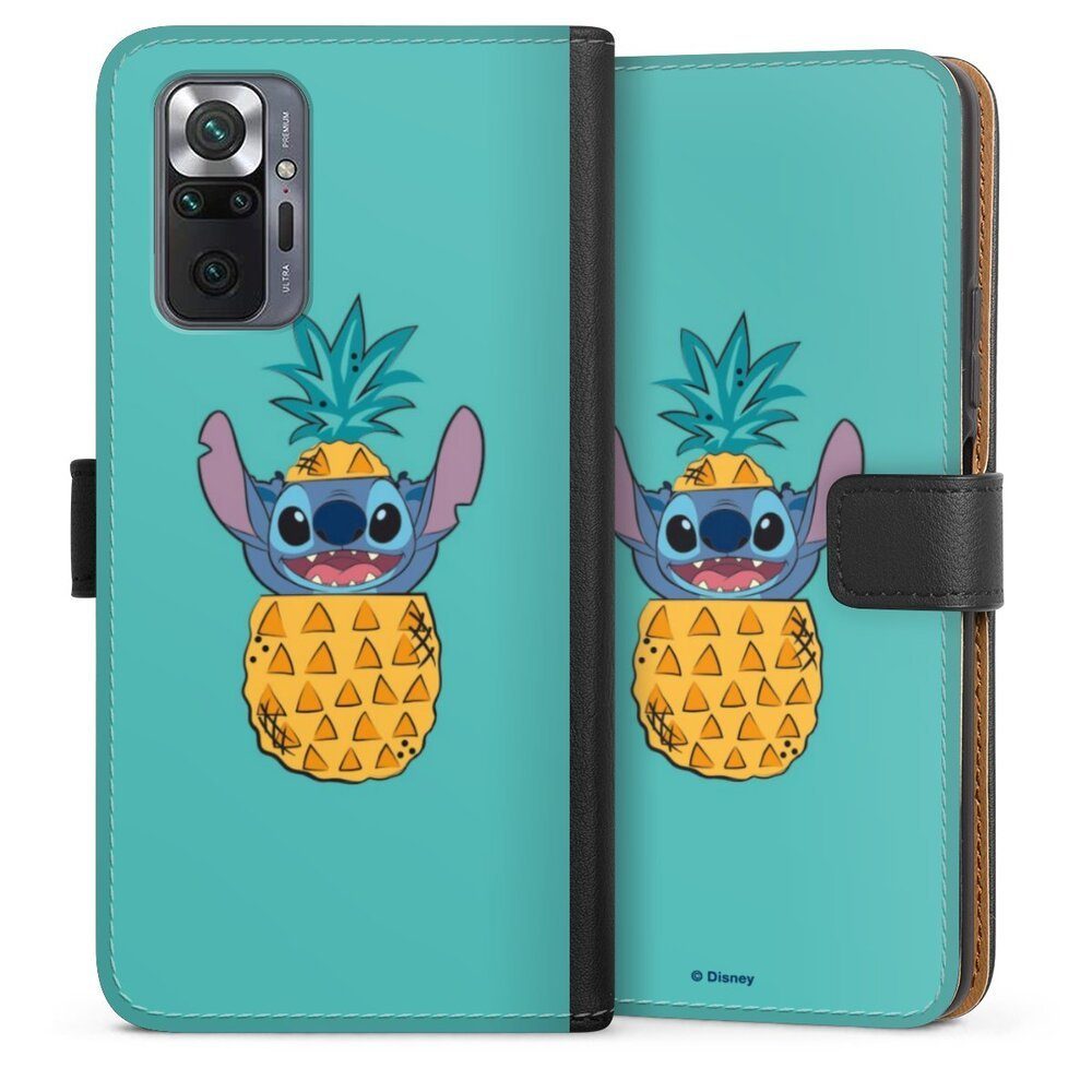 DeinDesign Handyhülle Disney Lilo & Stitch Ananas Stitch Pineapple, Xiaomi Redmi Note 10 Pro Hülle Handy Flip Case Wallet Cover