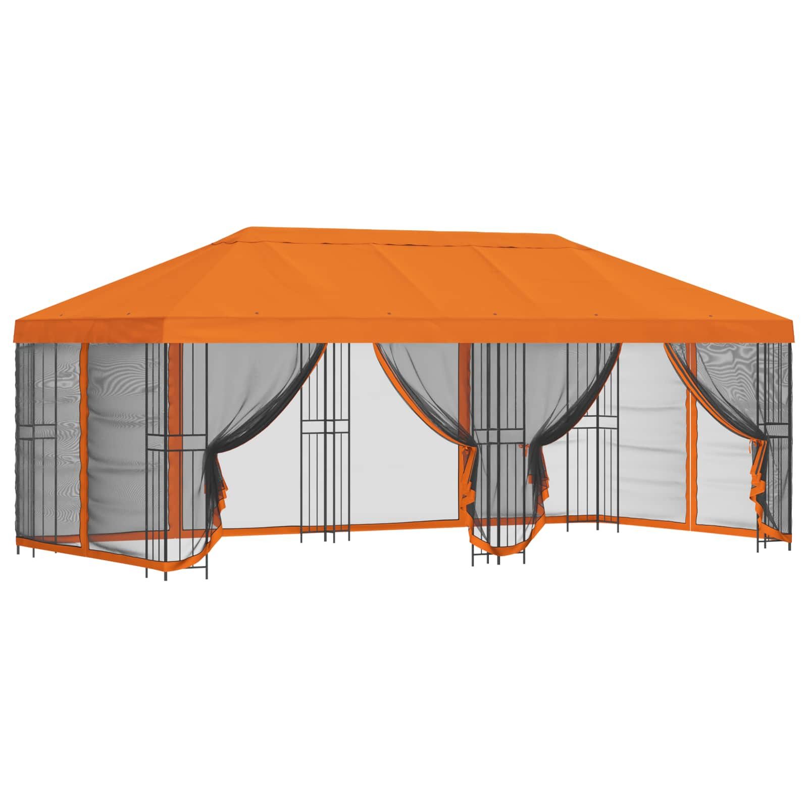 vidaXL Partyzelt Pavillon mit Seitenwänden 6 x 3 m Orange Polyester und Stahl