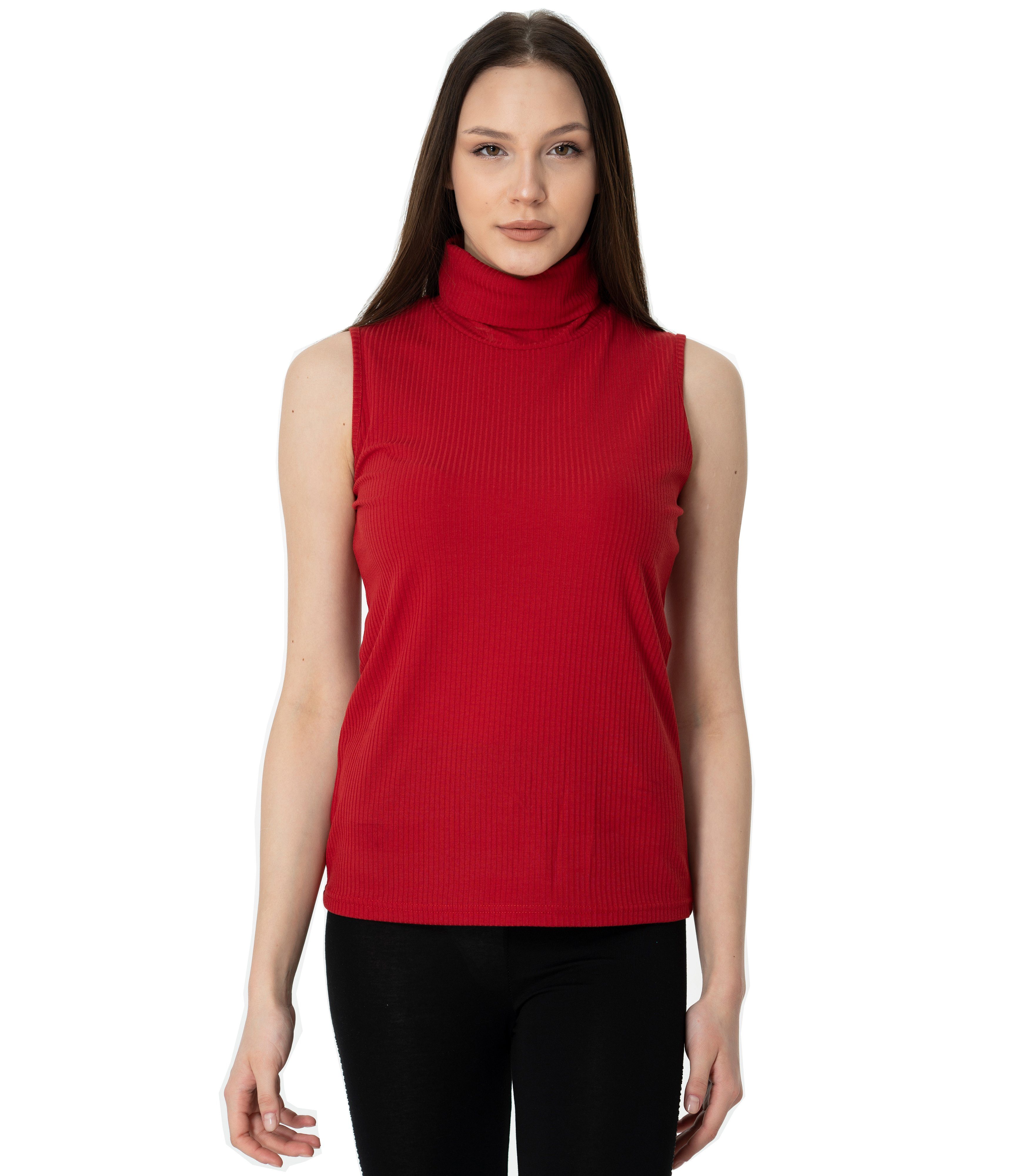 Rollkragenshirt Damen Ärmellos Shirt mit Rollkragen