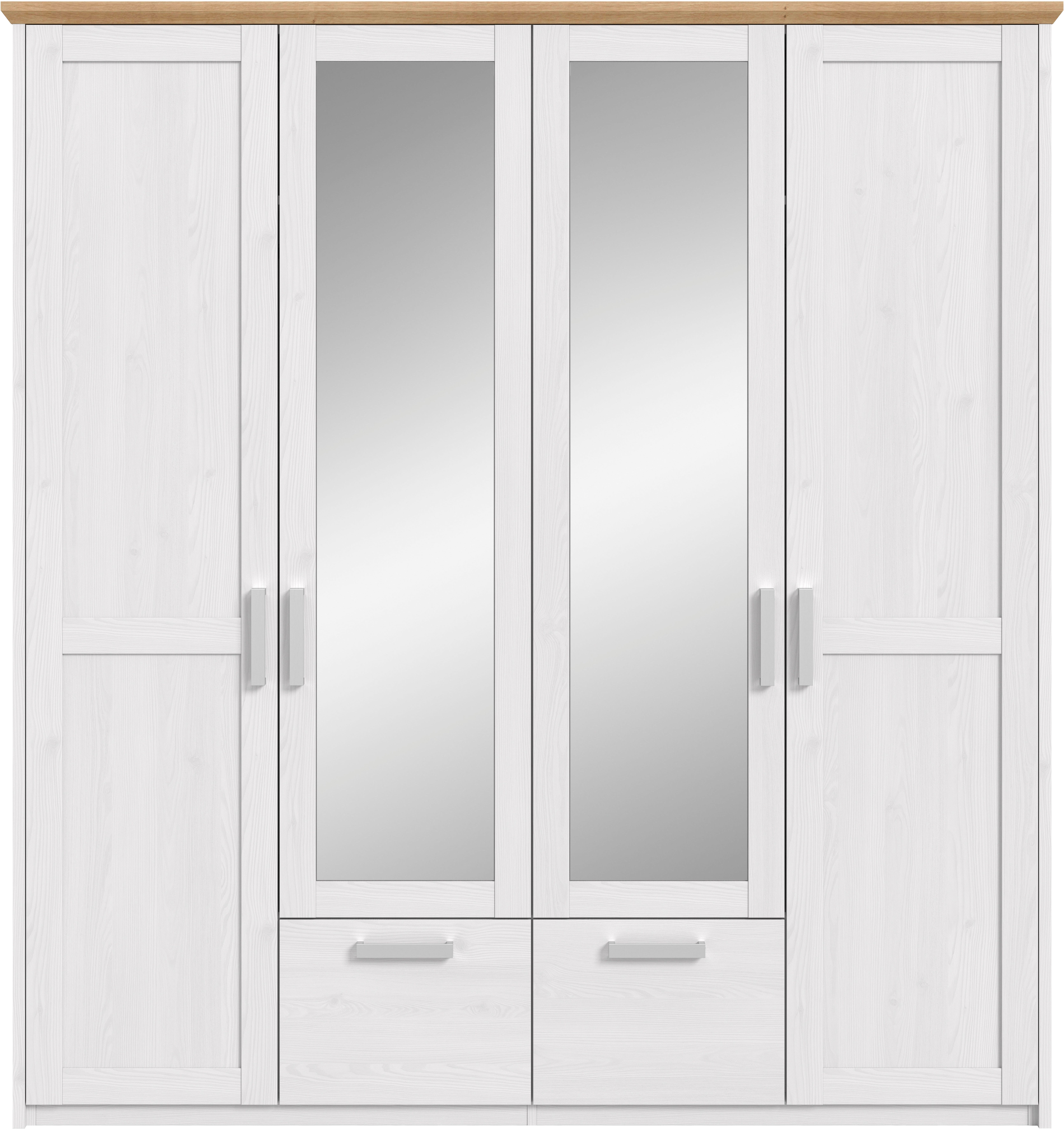 Home affaire Kleiderschrank COSENZA, Breite 188cm, viel Stauraum, in Landhausoptik (2 Schubkästen mit Vollauszug, 4 Türen, 2 Kleiderstangen, viel Stauraum) Schl – Bild 3 von 5
