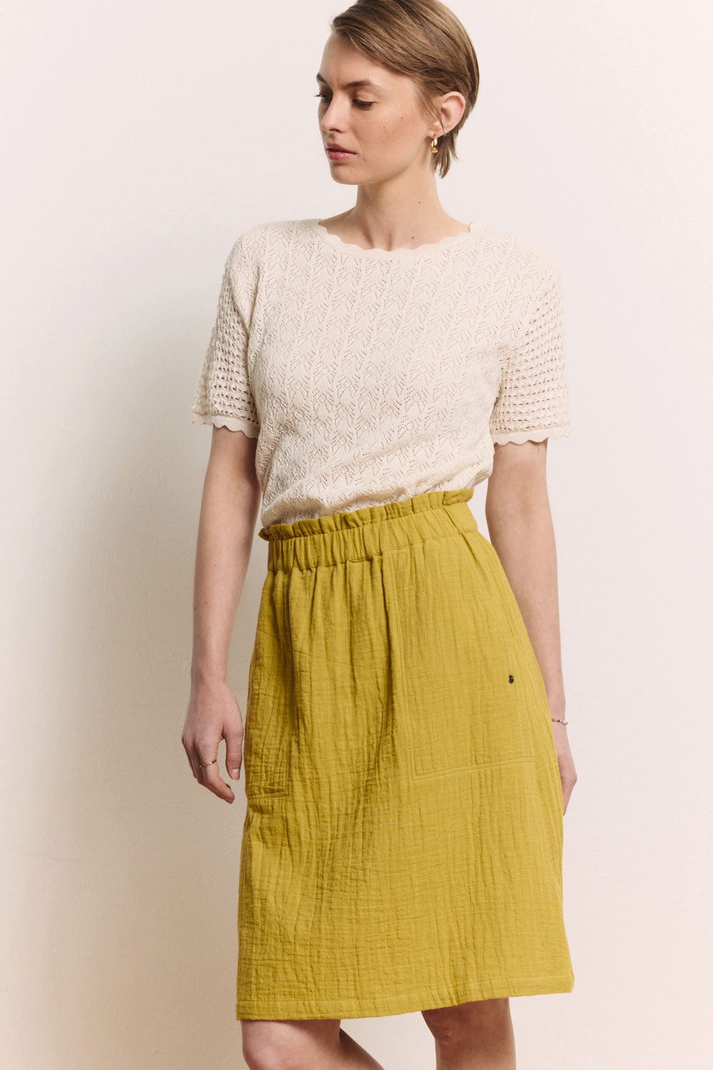 Tranquillo Sommerrock Rock Bibii aus Musselin Bio-Baumwolle Musselinrock, mit Komfortbund, in Unifarbe, mit Taschen